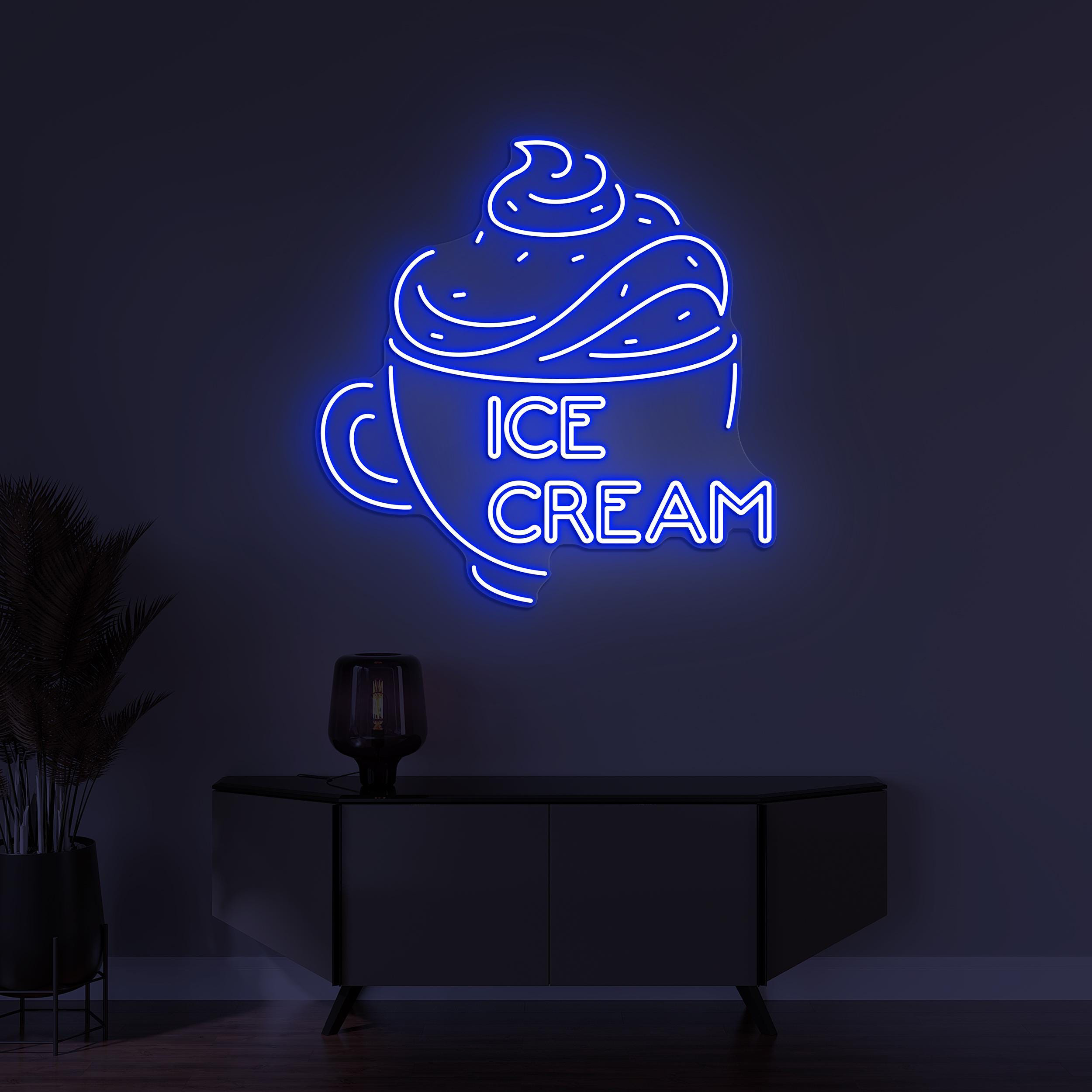 Ice Cream Neon Sign, Ice Cream Led Light, Ice Cream Cup Sign, Sweet Dish Wall Decor, Dessert Wall Art, Ice Cream Shop Sign, Ice Cream Lover