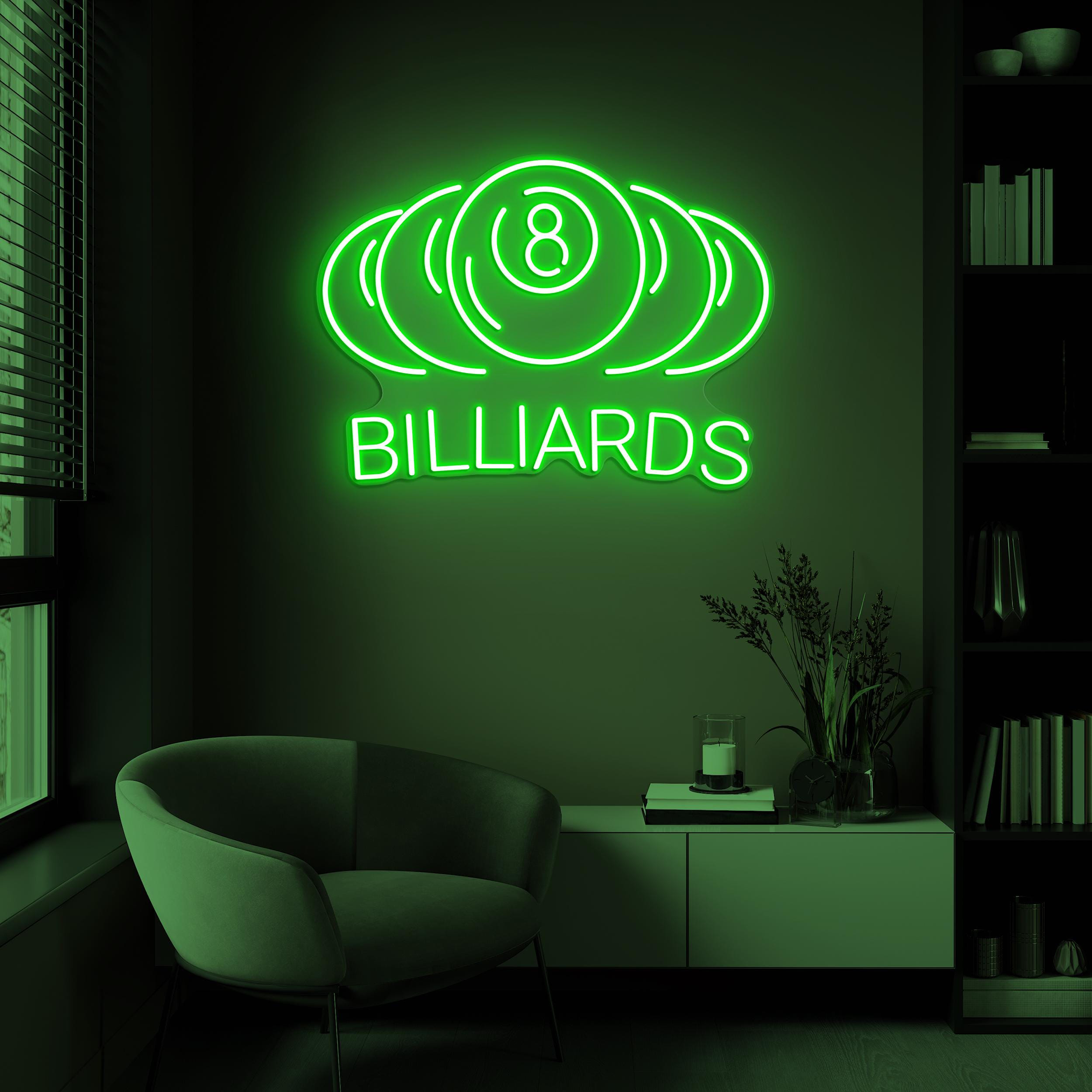 Billiard Neon Sign, Billiard Pool Neon Sign, Billiard 8-Ball Wall Decor, Billiard Club Wall Art, Pool Table Light, Sports Shop Wall Decor