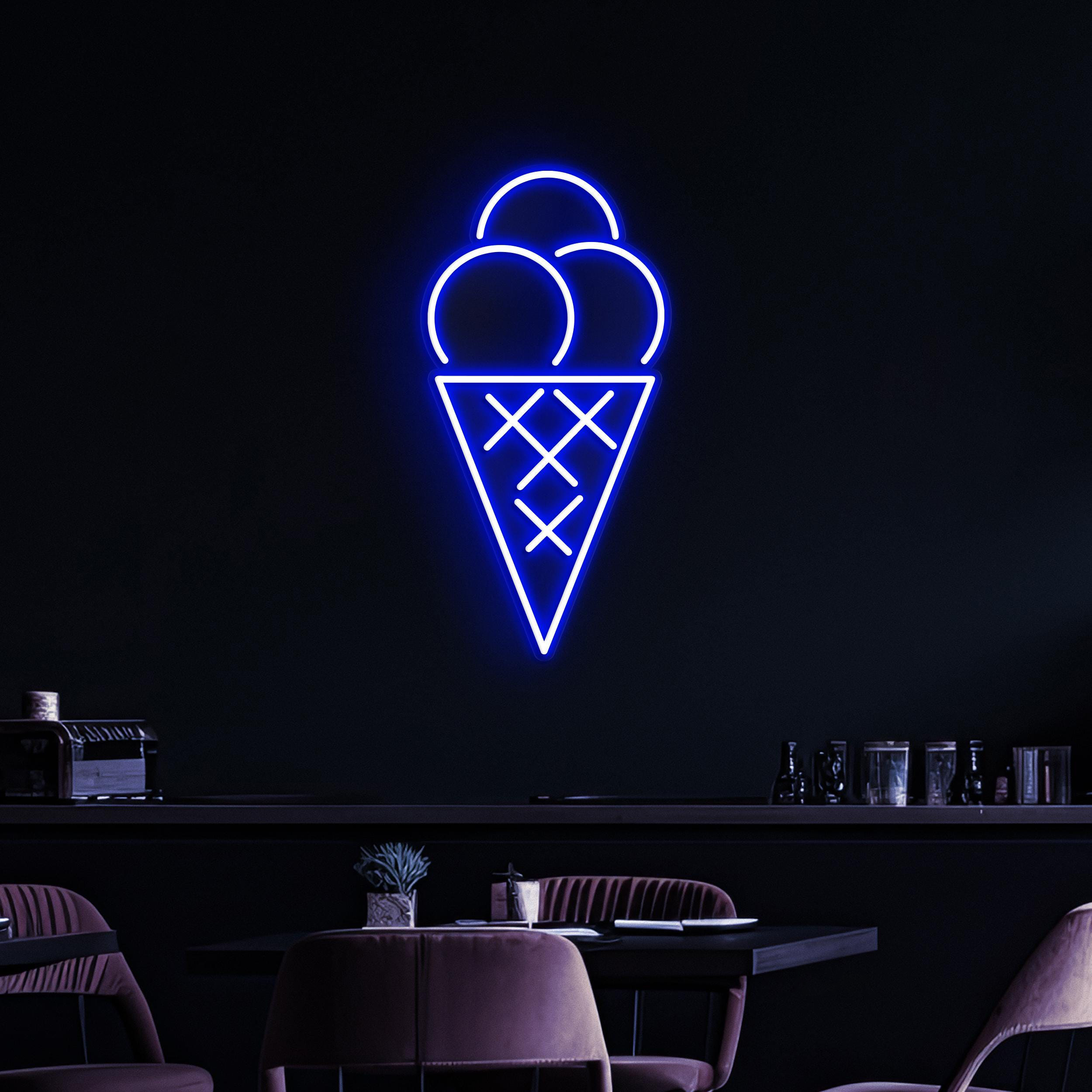 Cone Ice Cream Neon Sign, Cone Ice Cream LED Light, Bar and Cafe Neon Light, Ice Cream Shop Wall Decor, Dessert Spot Art, Kids Room Decor