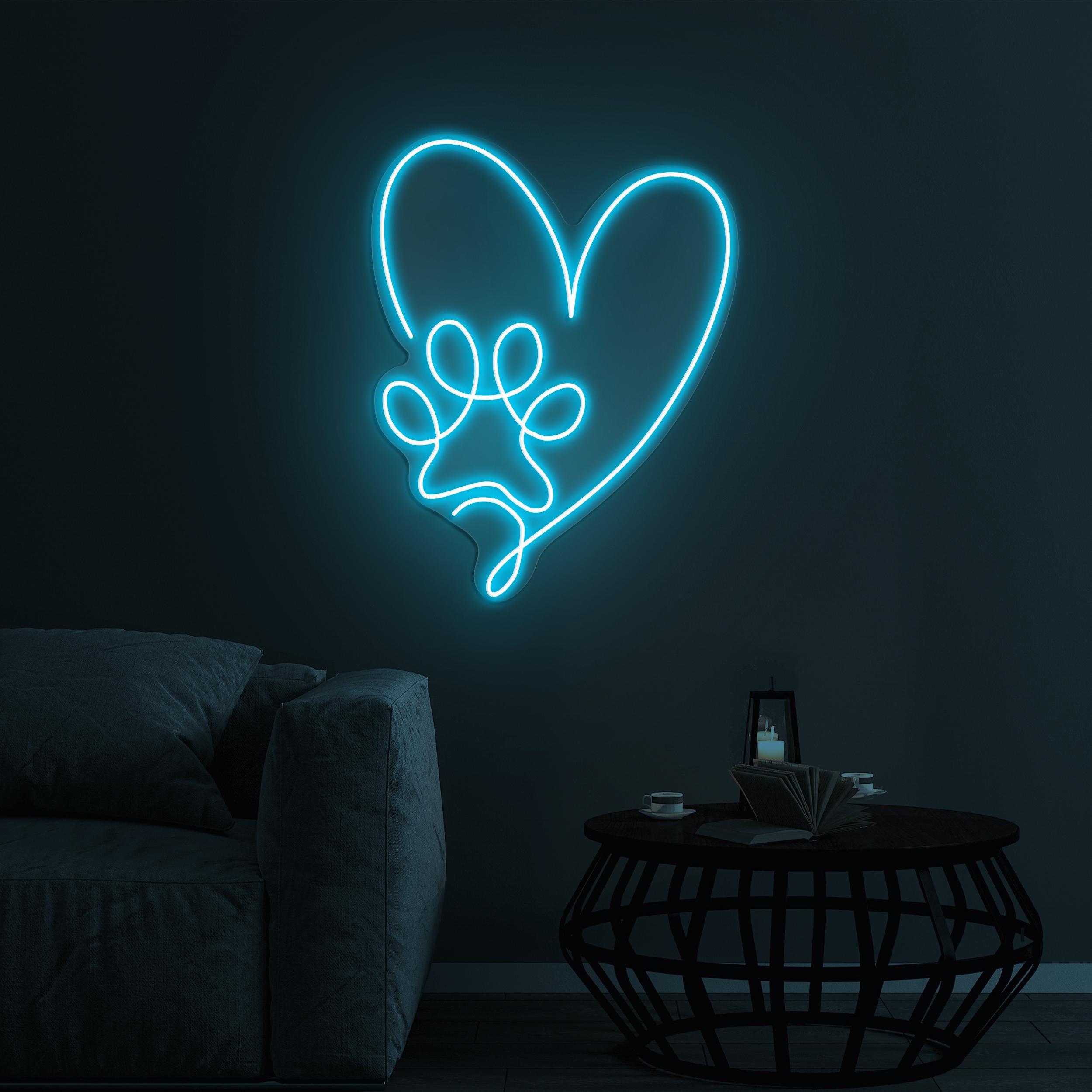 Heart Dog Paw Neon Sign, Heart and Paw LED Light, Pet Store Wall Decor, Pet Spa Neon Sign, Custom Neon Sign, Dog Lover Gift, Home Wall Decor