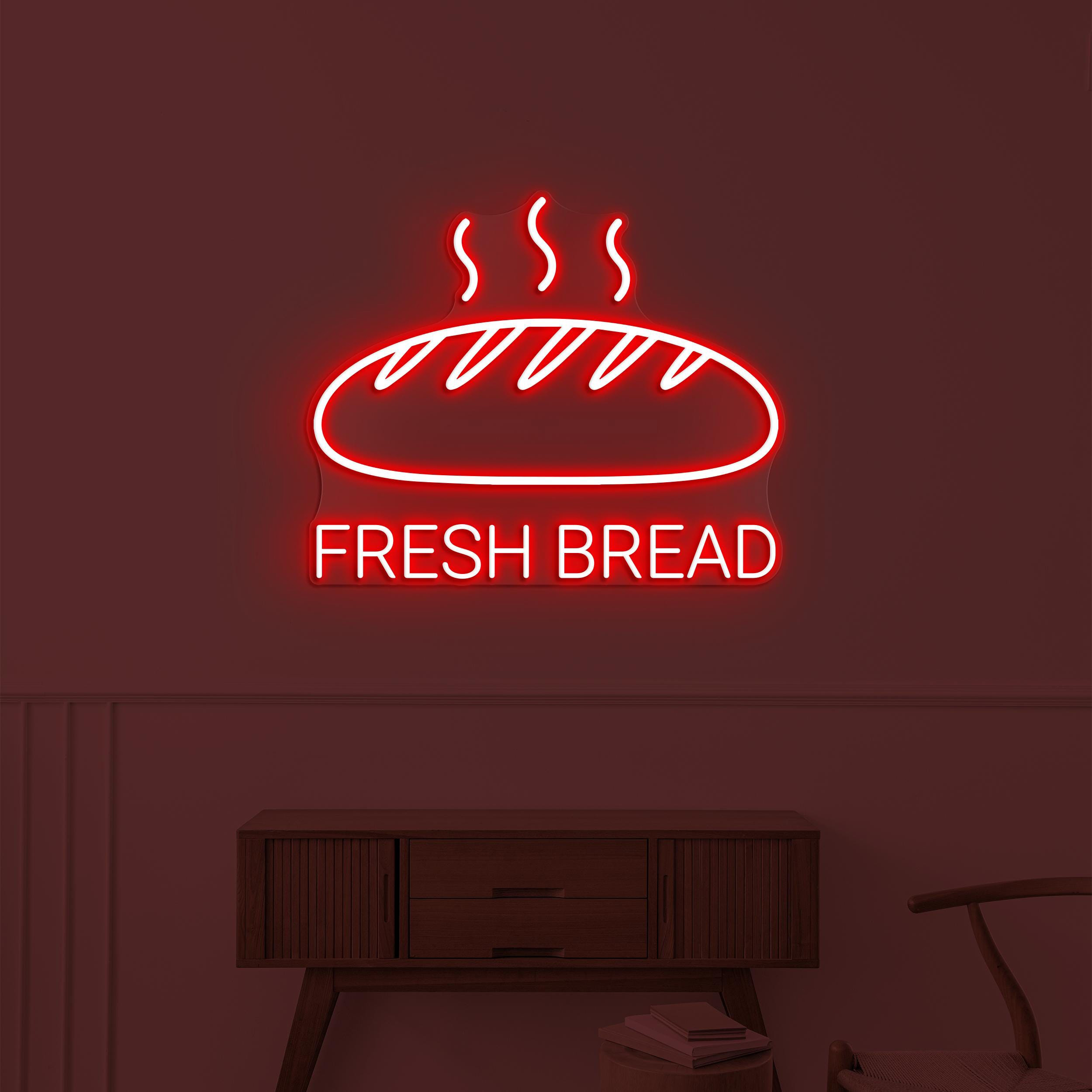 Fresh Bread Neon Sign, Fresh Bread LED Light, Bakery Wall Decor, Warm Bread Neon Light, Fresh Baked Bread Neon Sign, Hot Bread Wall Sign