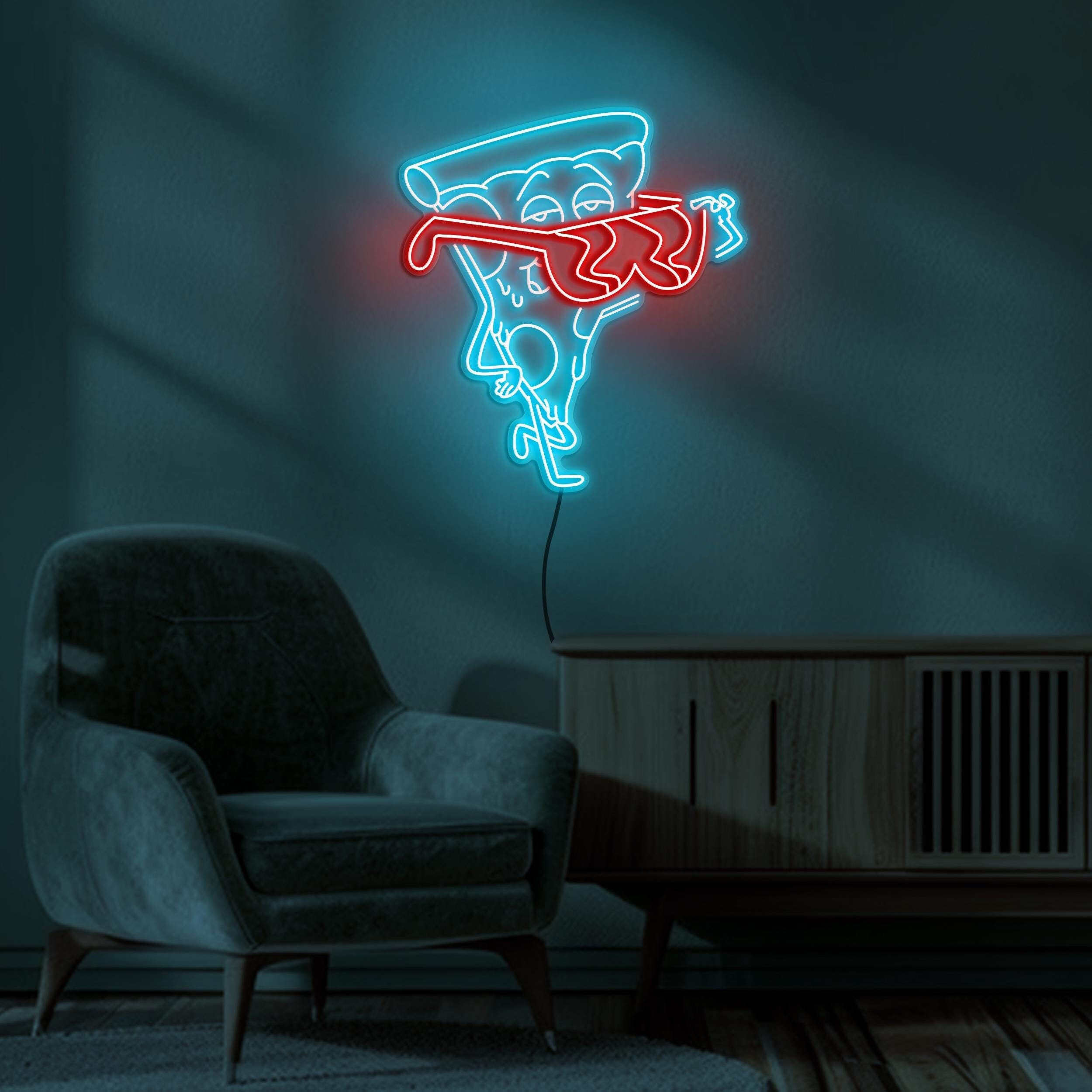 Pizza with Glasses Neon Sign, Pizza With Glasses LED Light, Pizza Party Neon Sign, Pizza Cafe Decor, Pizza Slice Wall Art, Pizza Lover Gift