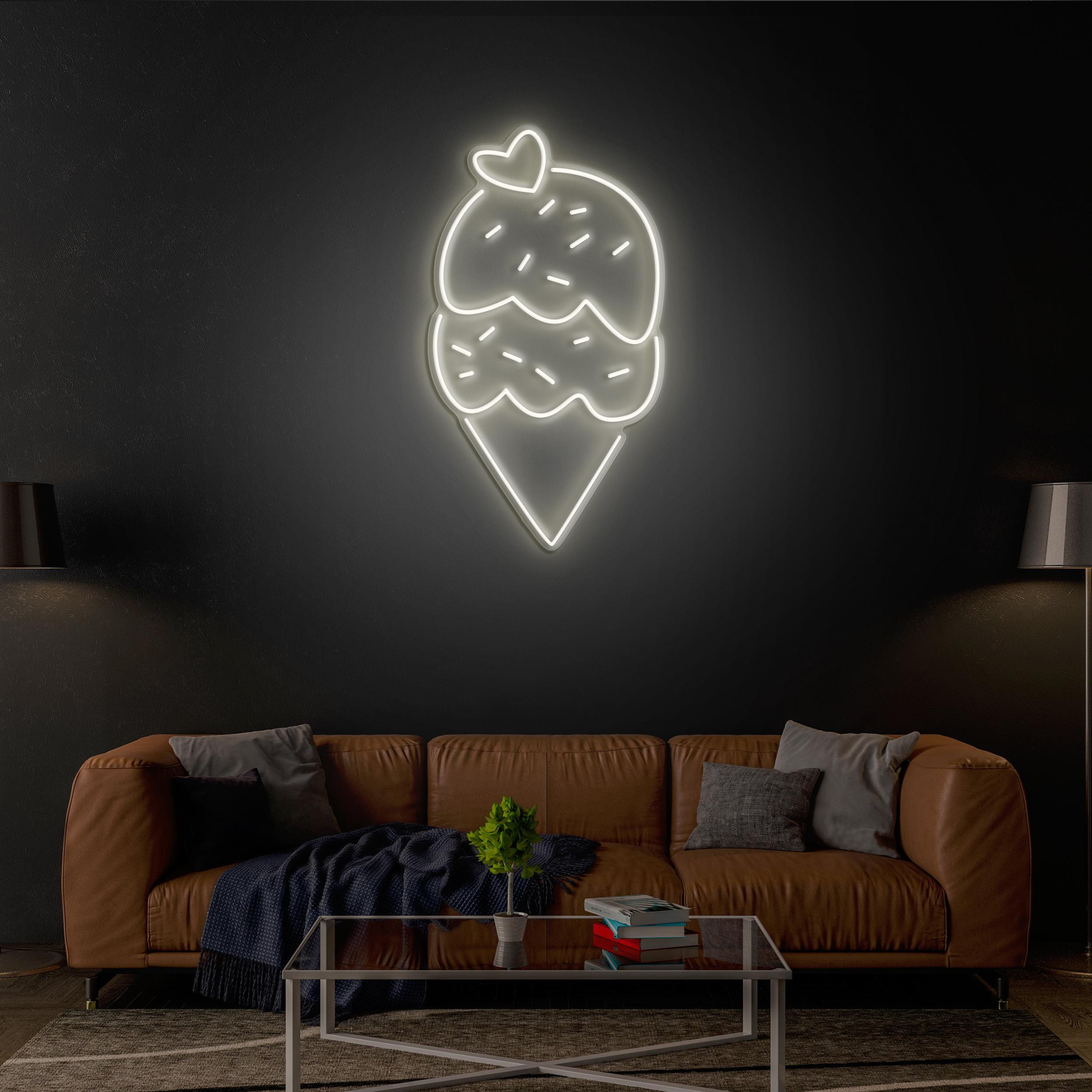Cone Ice Cream Neon Sign, Cone Ice Cream LED Light, Ice Cream Display, Decor for Ice Cream Shop, Cafe, Bar, Dessert Spot, Ice Cream Wall Art