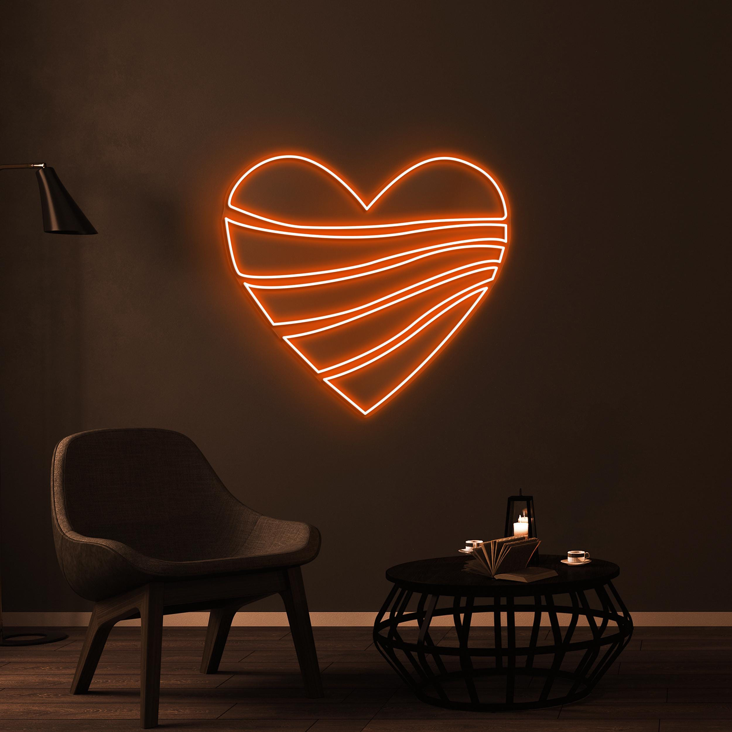 Heart Neon Sign, Heart LED Light, Love Waves Wall Decor, Couple Room Wall Art, Romantic Couple Gift, Heart Pieces Neon Light, Wedding Decor