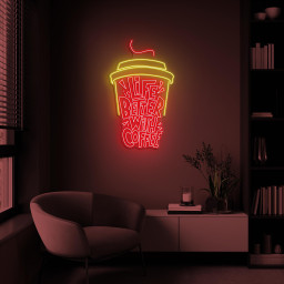 Life Better With Coffee Neon Sign, Life is Better With Coffee LED Light, Coffee Cup Wall Decor, Coffee Lover Gift, Home, Cafe, Shop Decor