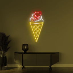 Cone Ice Cream Neon Sign, Cone Ice Cream LED Light, Ice Cream With Melting Heart Wall Art, Ice Cream Spot Wall Decor, Cafe and Bar Light