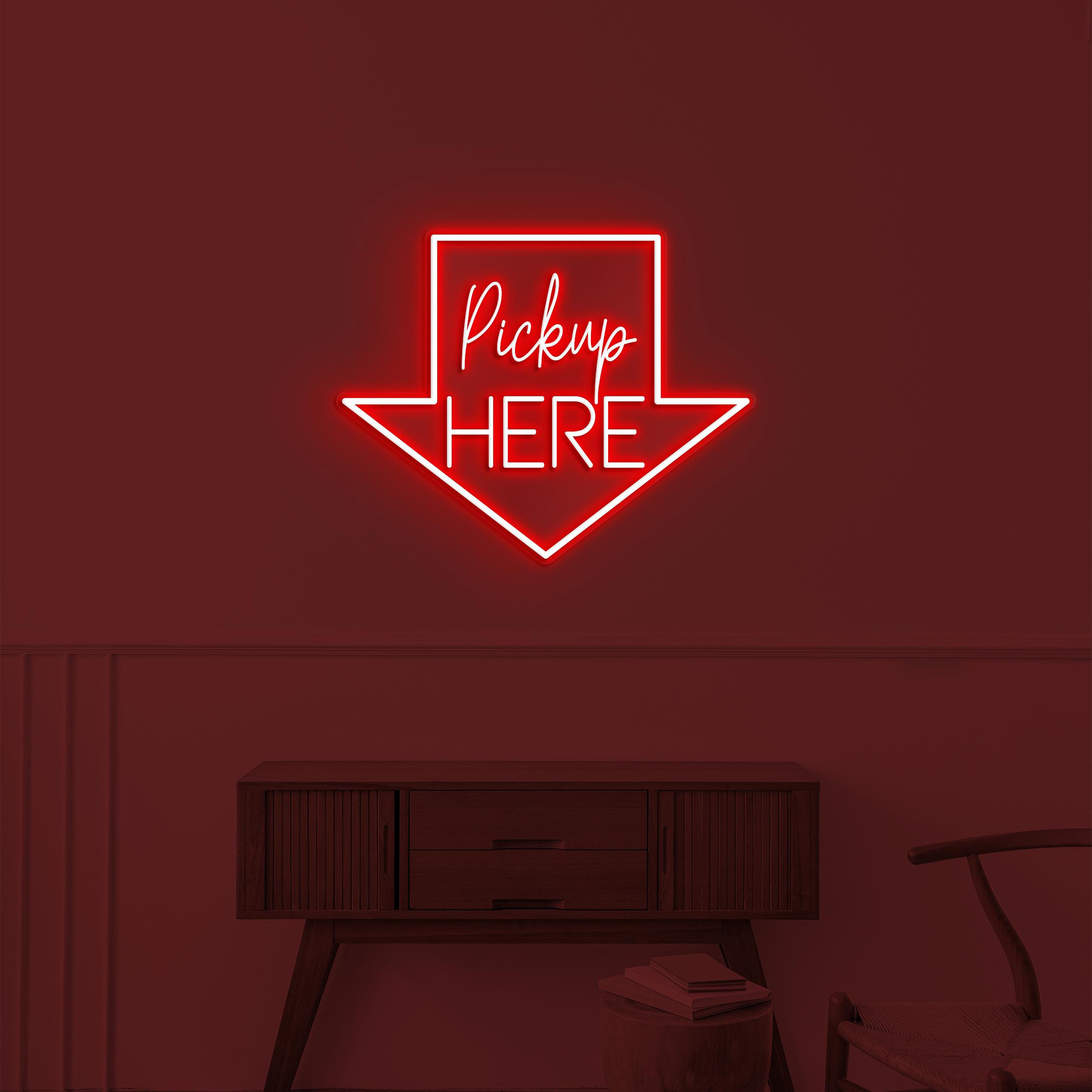 Pickup Here Neon Sign, Pickup Here LED Light, Arrow LED Sign, Pickup Here Art, Store, Food Shop, Cafe Decor, Restaurant Sign, Business Logo