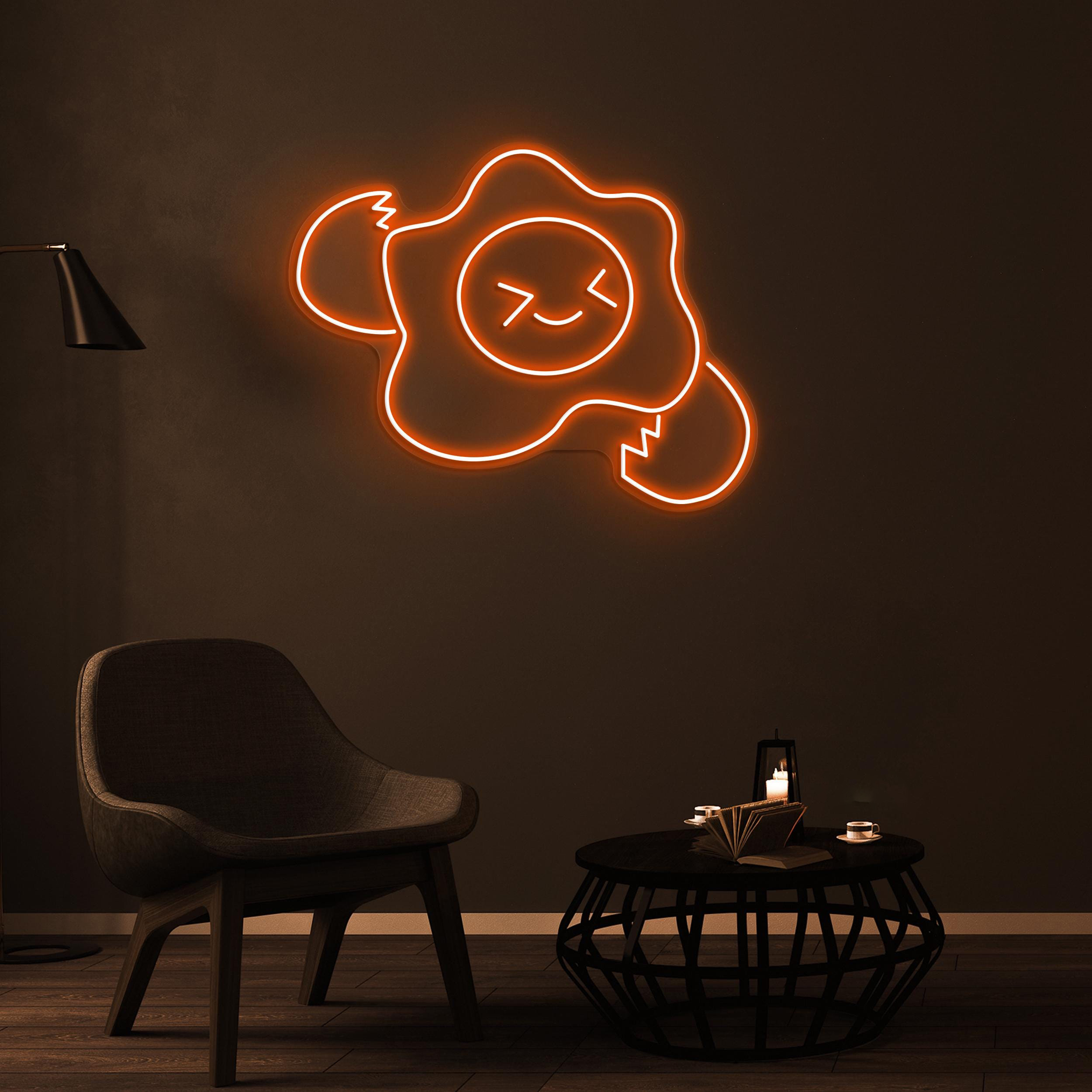 Egg Neon Sign, Broken Egg LED Light, Egg Face Wall Art, Sunny Side Up Led Sign, Breakfast Neon Light, Cafe Wall Art, Kitchen Decor, Gift