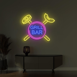 Grill Bar Neon Sign, Grill Bar LED Light, BBQ Wall Decor, Custom Neon Sign, BBQ Party Wall Art, Kitchen Wall Sign, Personalized Grill Bar