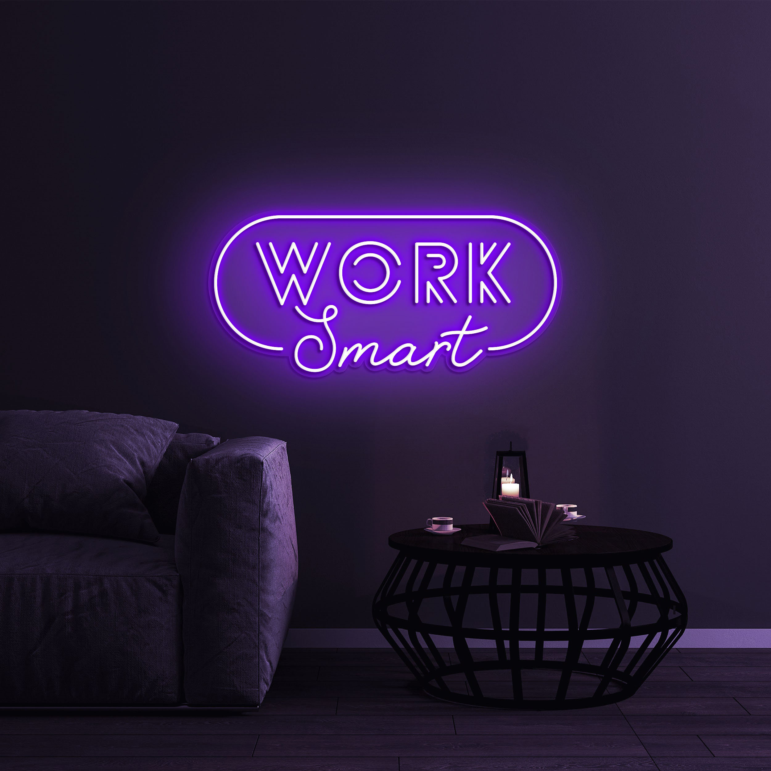 Work Smart LED Neon Sign, Motivational Decor for Home, Office, Studio, Game Room Neon Light Decor, Wall Art for Readiness & Motivation, Gift