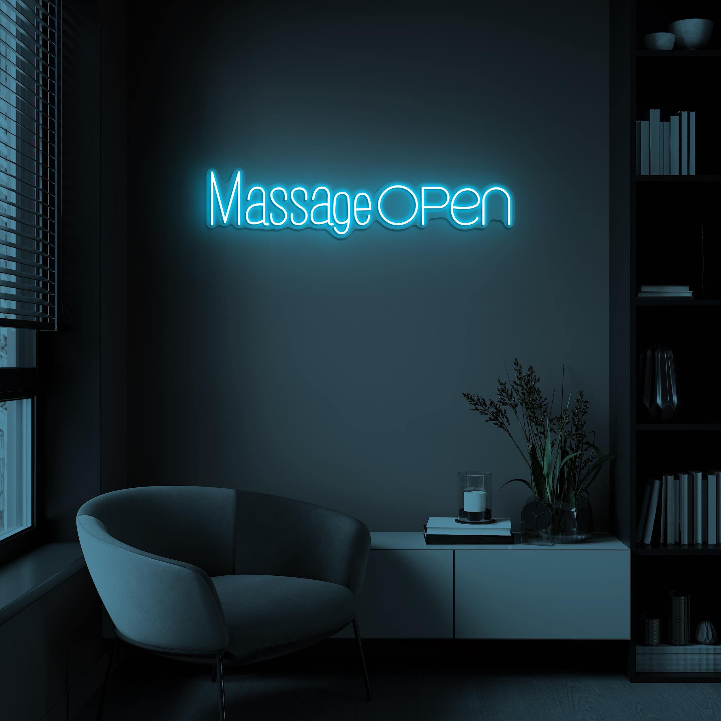 Massage Open Neon Sign, Massage Open LED Light, Massage Therapy Body Art, Body Care Salon Sign, Massage Room Decor, Custom Massage Neon Sign