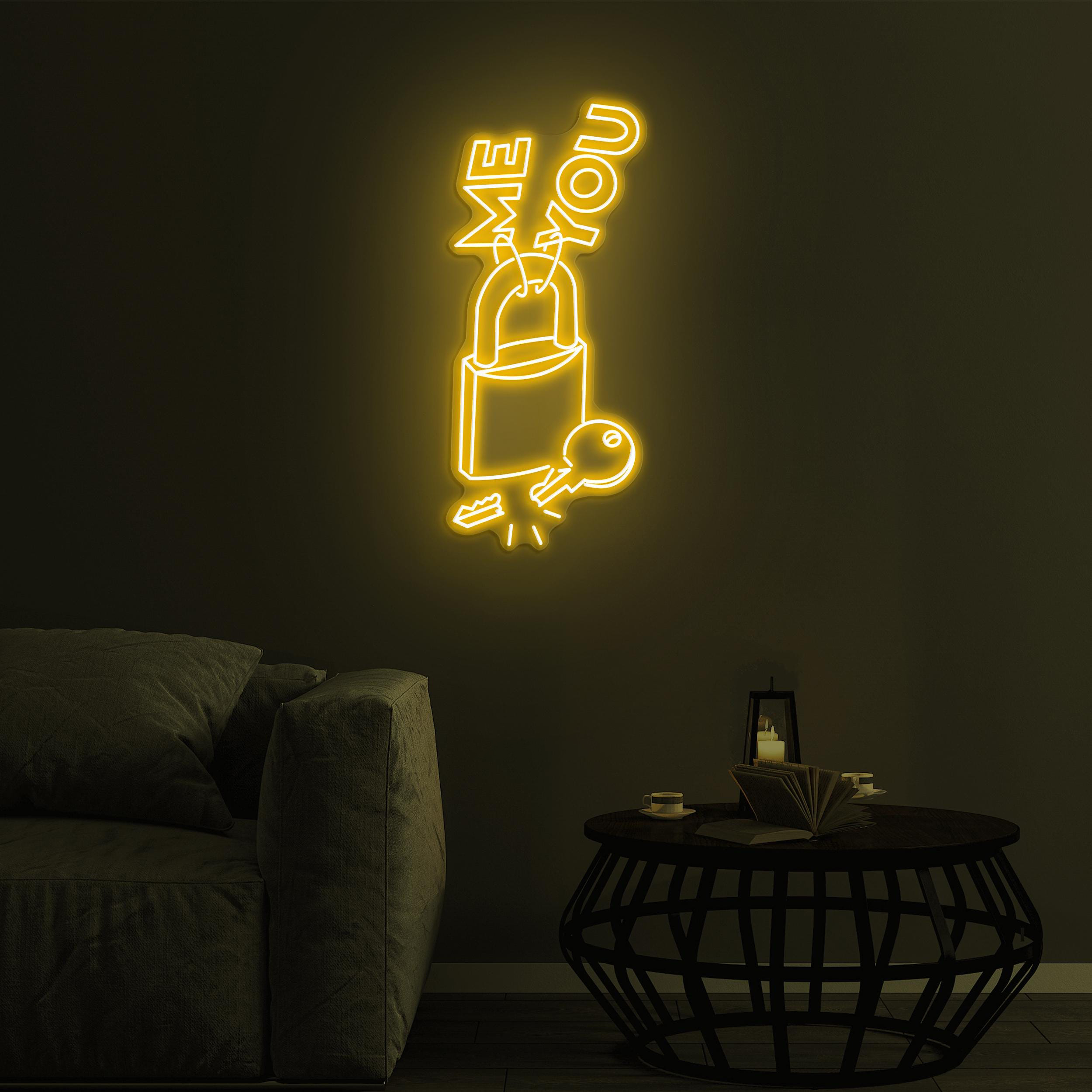 Me and You Neon Sign, Me and You LED Light, Lock With Key LED Neon Art, Love Wall Decor, Romantic Neon Wall Art, Home Wall Decor, Love Sign