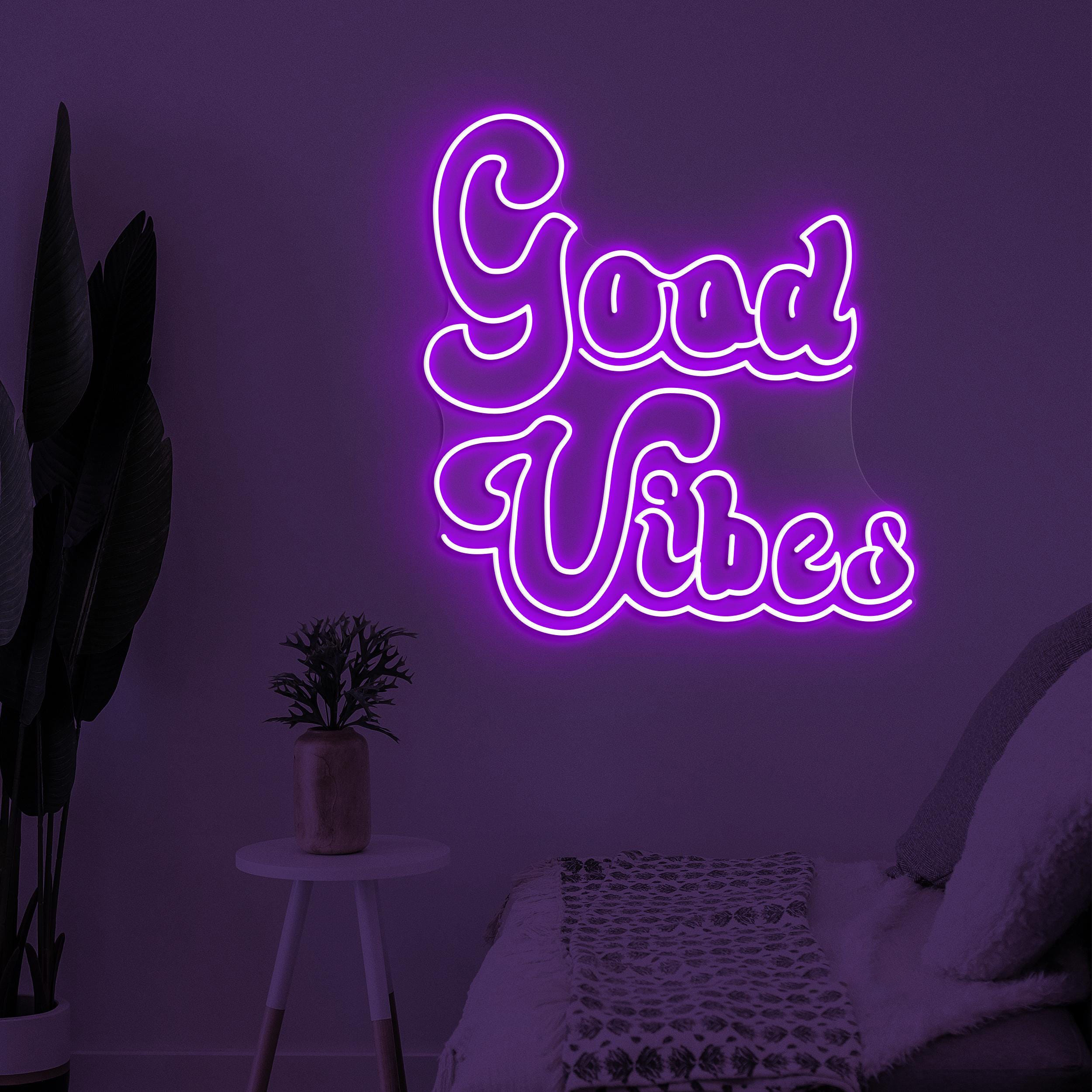 Good Vibes Neon Sign, Good Vibes LED Light, Party Wall Decor, Home Bedroom Wall Art, Bar and Cafe Neon Light, Positive Energy Neon Decor