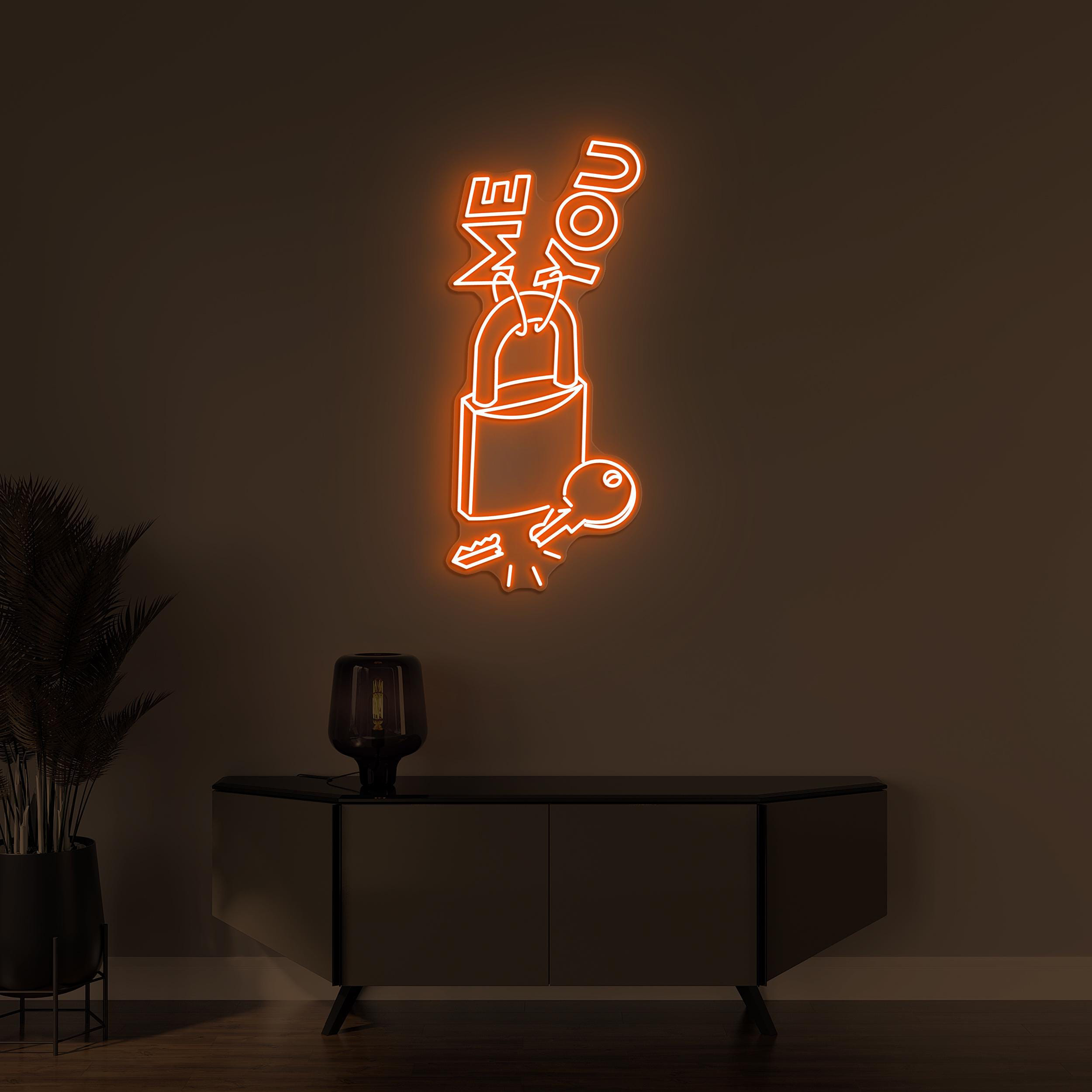 Me and You Neon Sign, Me and You LED Light, Lock With Key LED Neon Art, Love Wall Decor, Romantic Neon Wall Art, Home Wall Decor, Love Sign