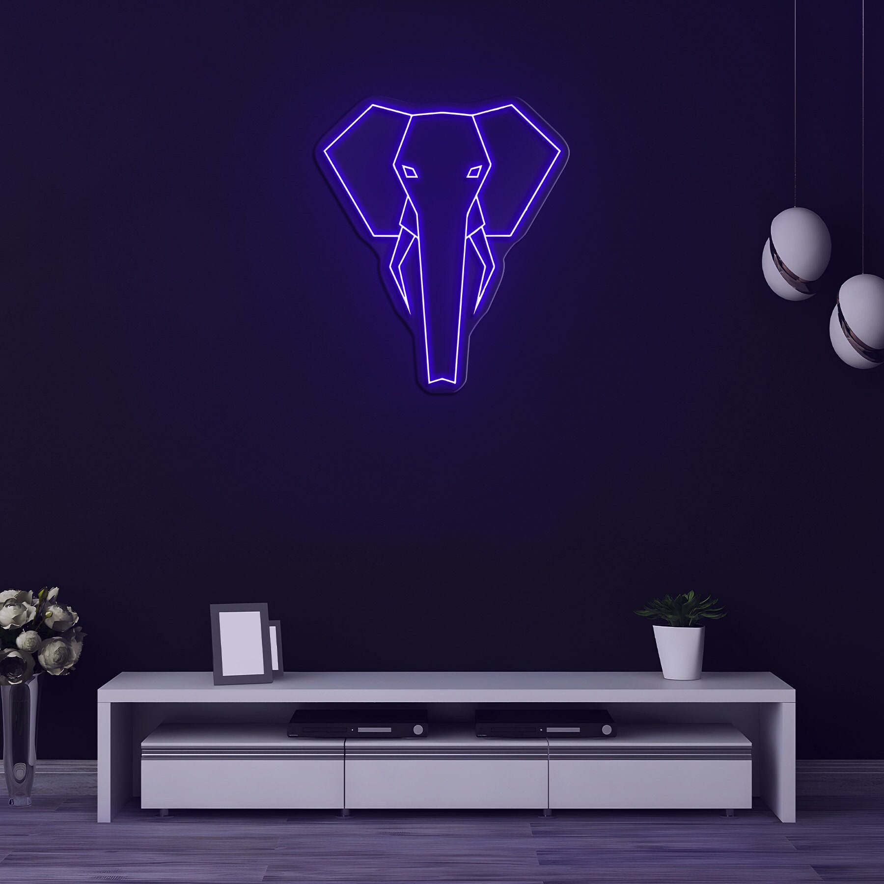 Geometric Elephant Neon Sign, Elephant LED Light for Living Room, Neon Wall Art, Bedroom, Office Decor, Kids Room Decoration, Party decor