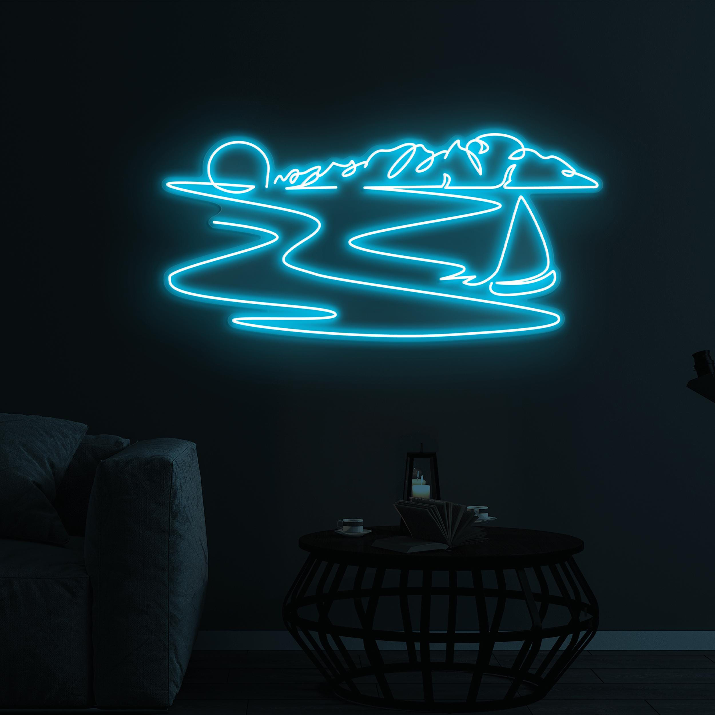 Sunset Neon Sign, Sunset LED Light, Sunset Sailboat Neon Sign, Beach Sunset Neon Sign for Home, Beach Bar & Party Decor, Personalized Gift