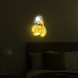 Banana LED Neon Light, Led Pop Art Sign, Banana baseball cap Neon Sign, Banana Neon Sign for Bedroom or Living Room Decor, Custom Gift idea