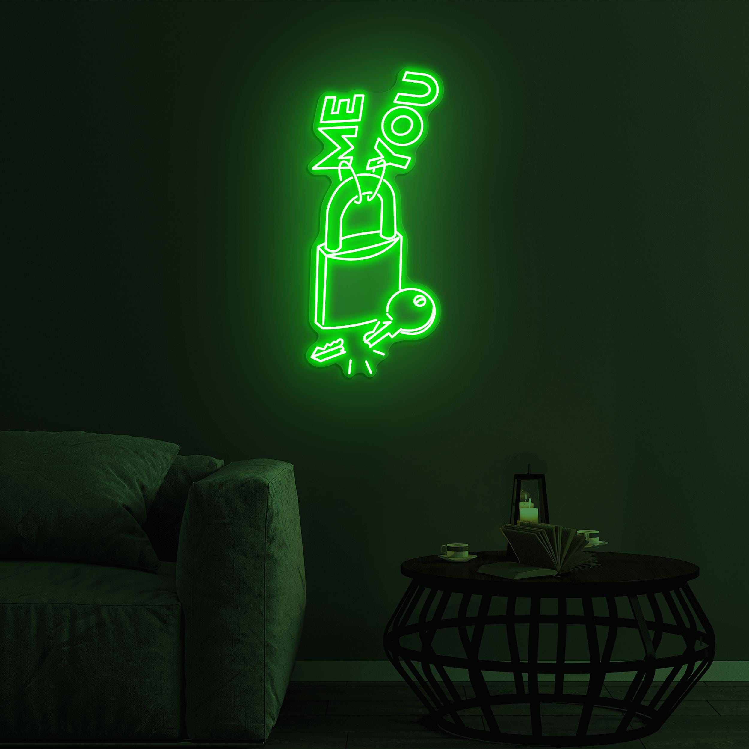 Me and You Neon Sign, Me and You LED Light, Lock With Key LED Neon Art, Love Wall Decor, Romantic Neon Wall Art, Home Wall Decor, Love Sign