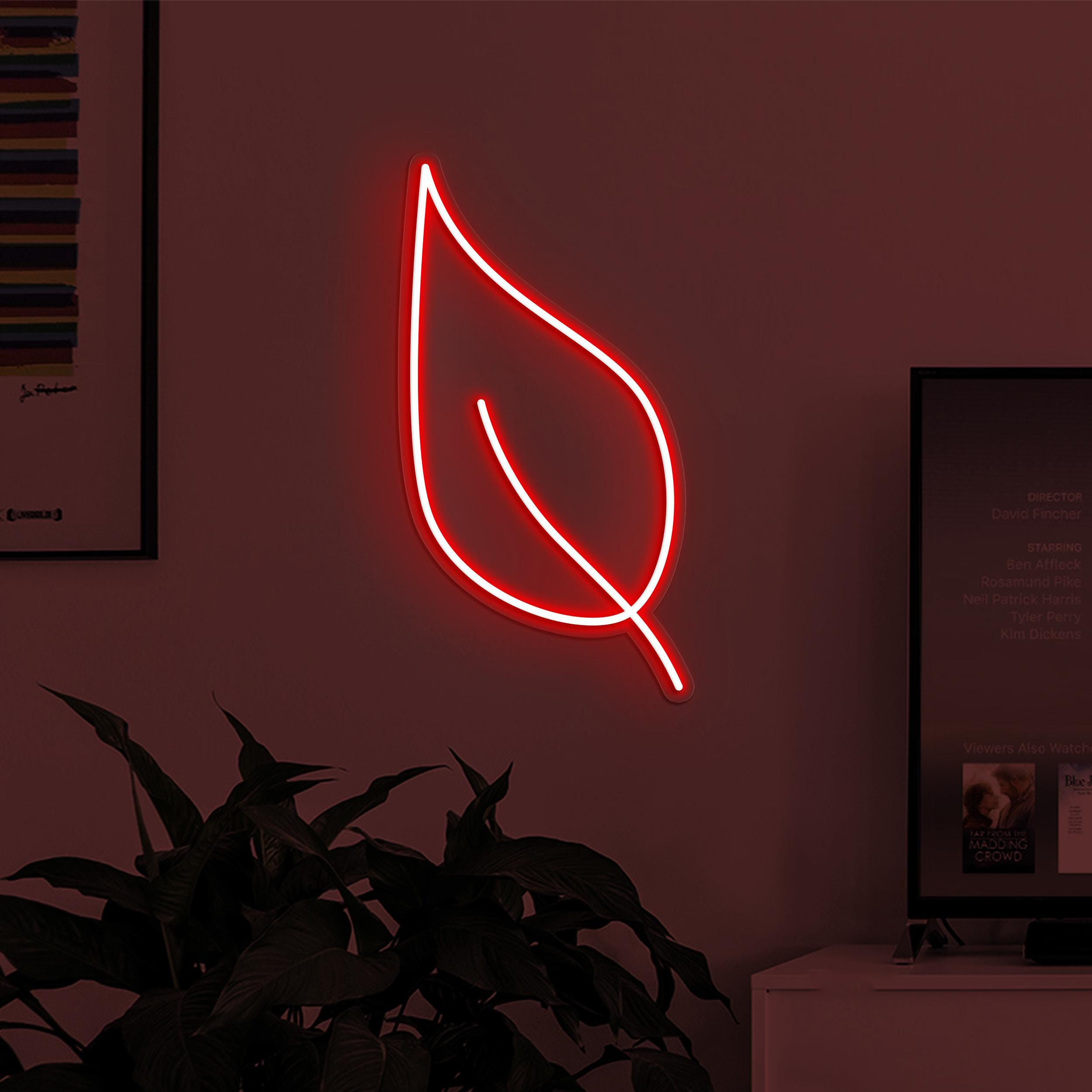 Leaf Neon Sign, Leaf LED Light, Home Wall Art, Plant Nursery Neon Art, Custom Leaf Neon Sign, Gallery Wall Decor, Cafe and Bar Neon Light