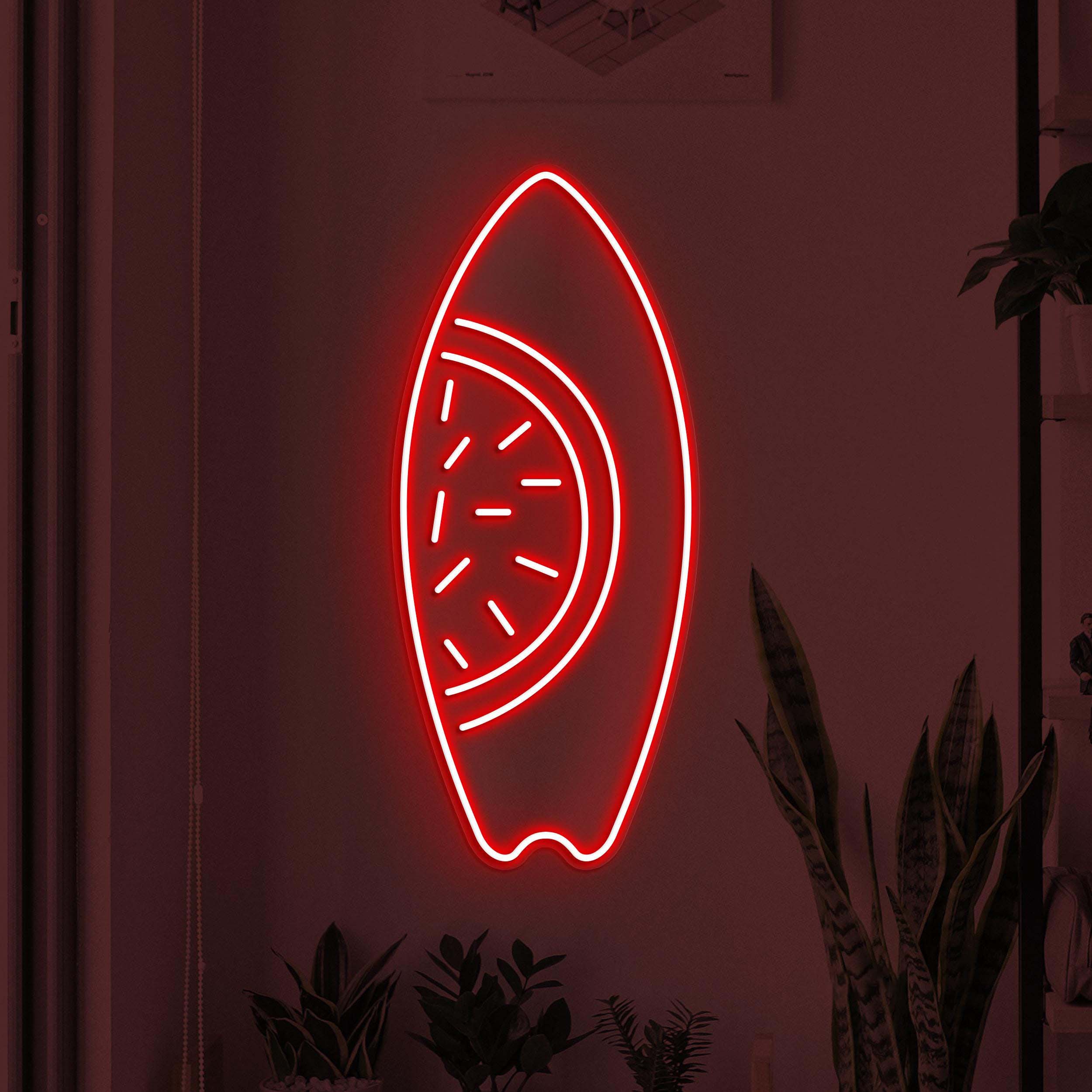 Surfboard Neon Sign, Watermelon Surfboard LED Light, Beach Wall Decor, Beach Day Wall Art, Ocean Lover Gift, Sea Surfboard Neon Wall Light