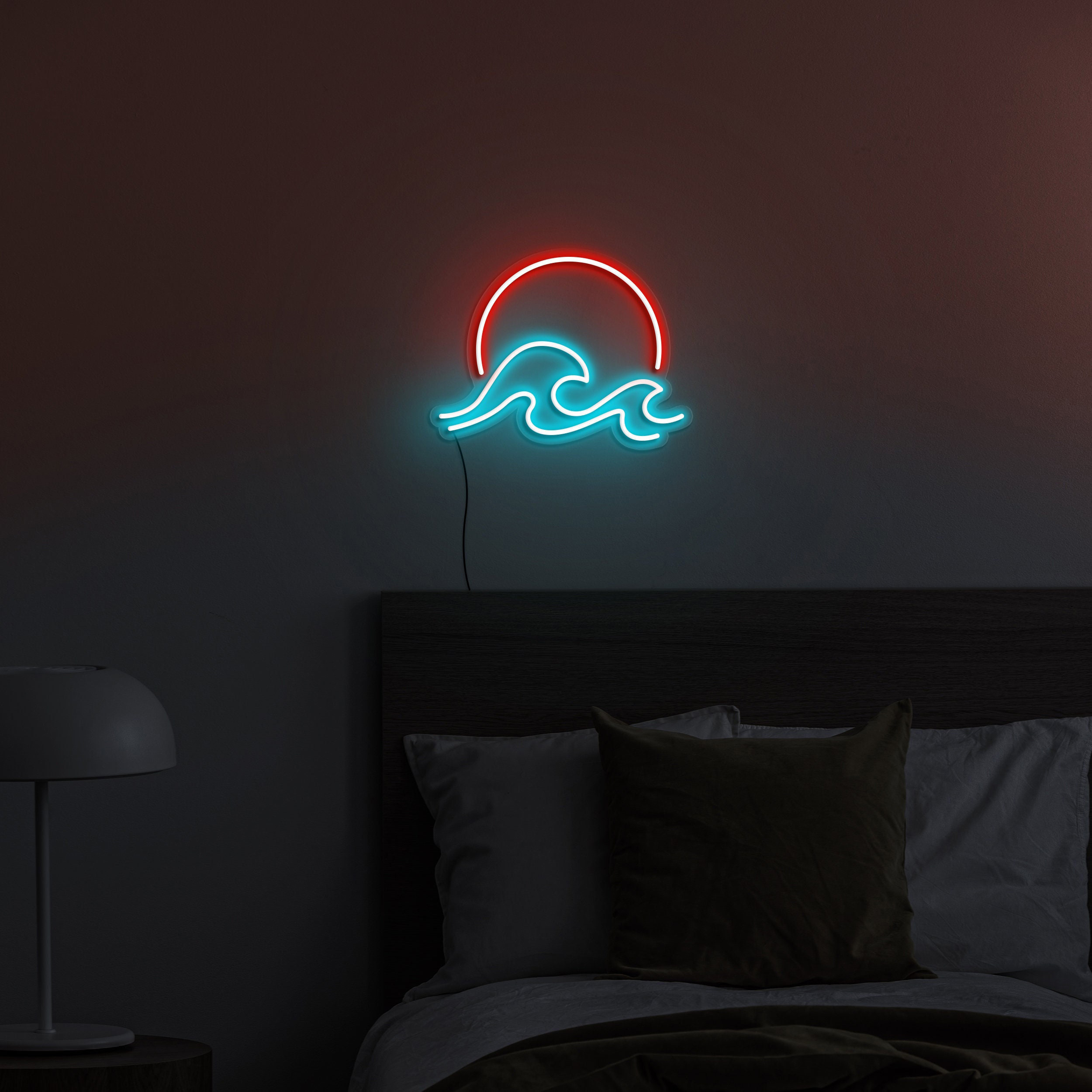 Sunrise Sunset Neon Sign, Sun & Sea Wave LED Wall Decor, USB Powered Ocean Surf Light, Bedroom, Living Room, Cafe Decoration, Party Decor