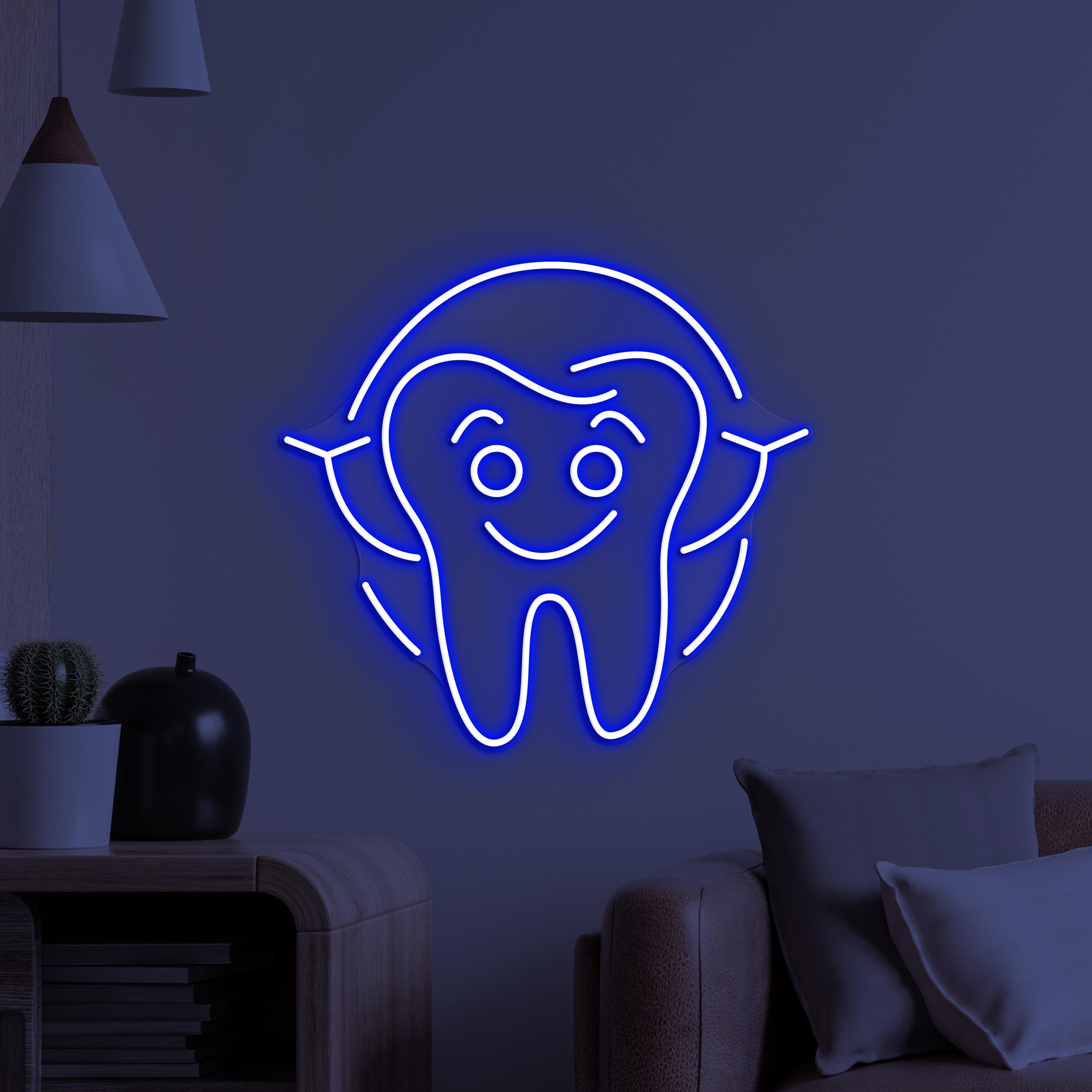 Smiling Tooth Neon Sign, Smiling Tooth LED Light, Teeth Wall Art, Teeth Hospital Neon Light, Dental Clinic Led Sign, Kids Room Neon Decor