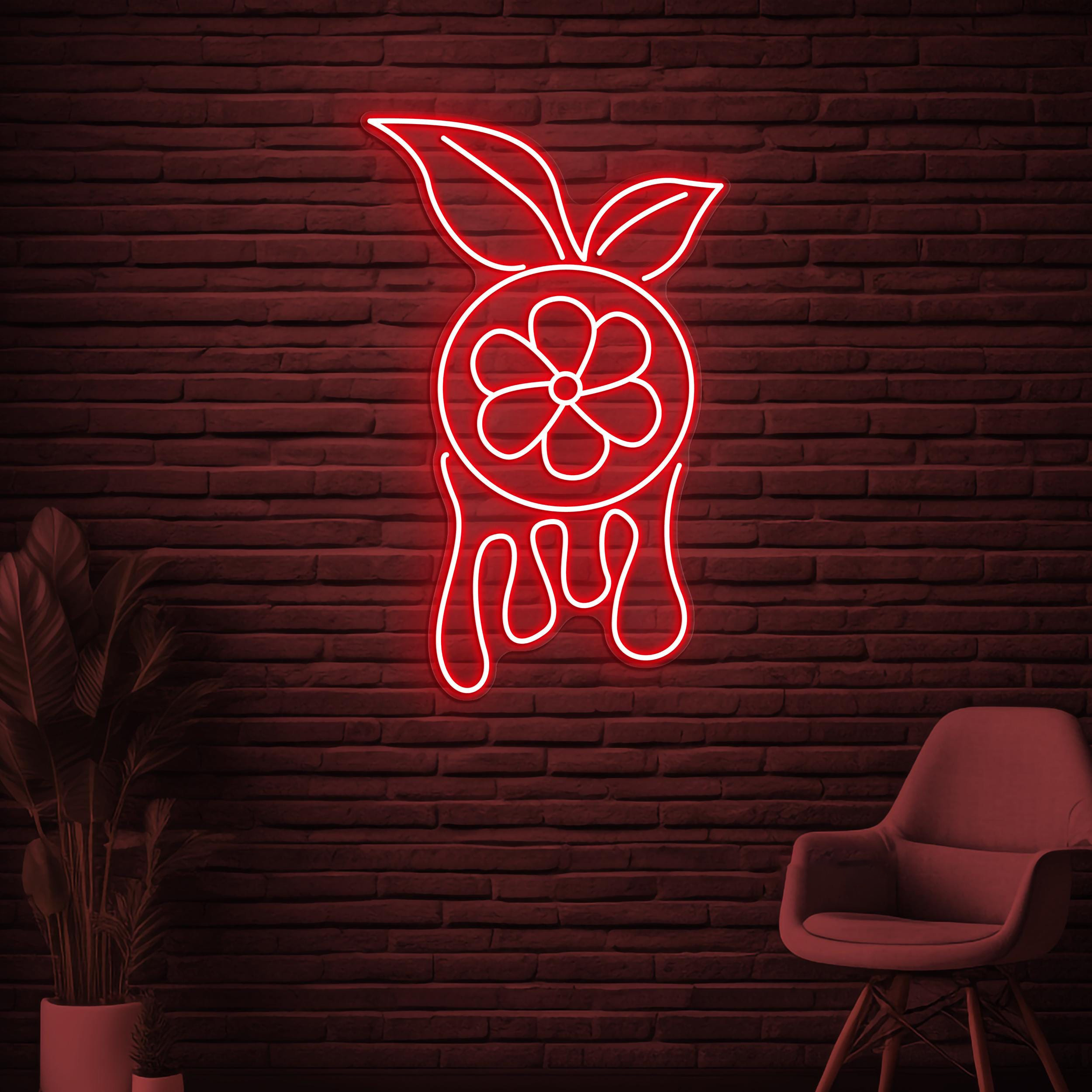 Lemon Neon Sign, Melting Lemon LED Light, Fruit Shop Wall Decor, Citrus Wall Art, Lemon Leaf Neon Sign, Lemon Juice Art, Drink Corner Decor
