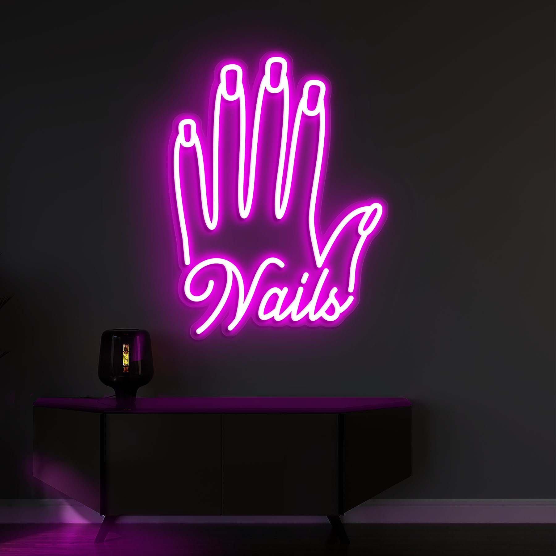 Nails Neon Sign, Nail Hand LED Neon Light, Salon and Manicure Shop Decor, Wall Decoration for Nails Beauty Salons, Neon Lamp for Shop Decor
