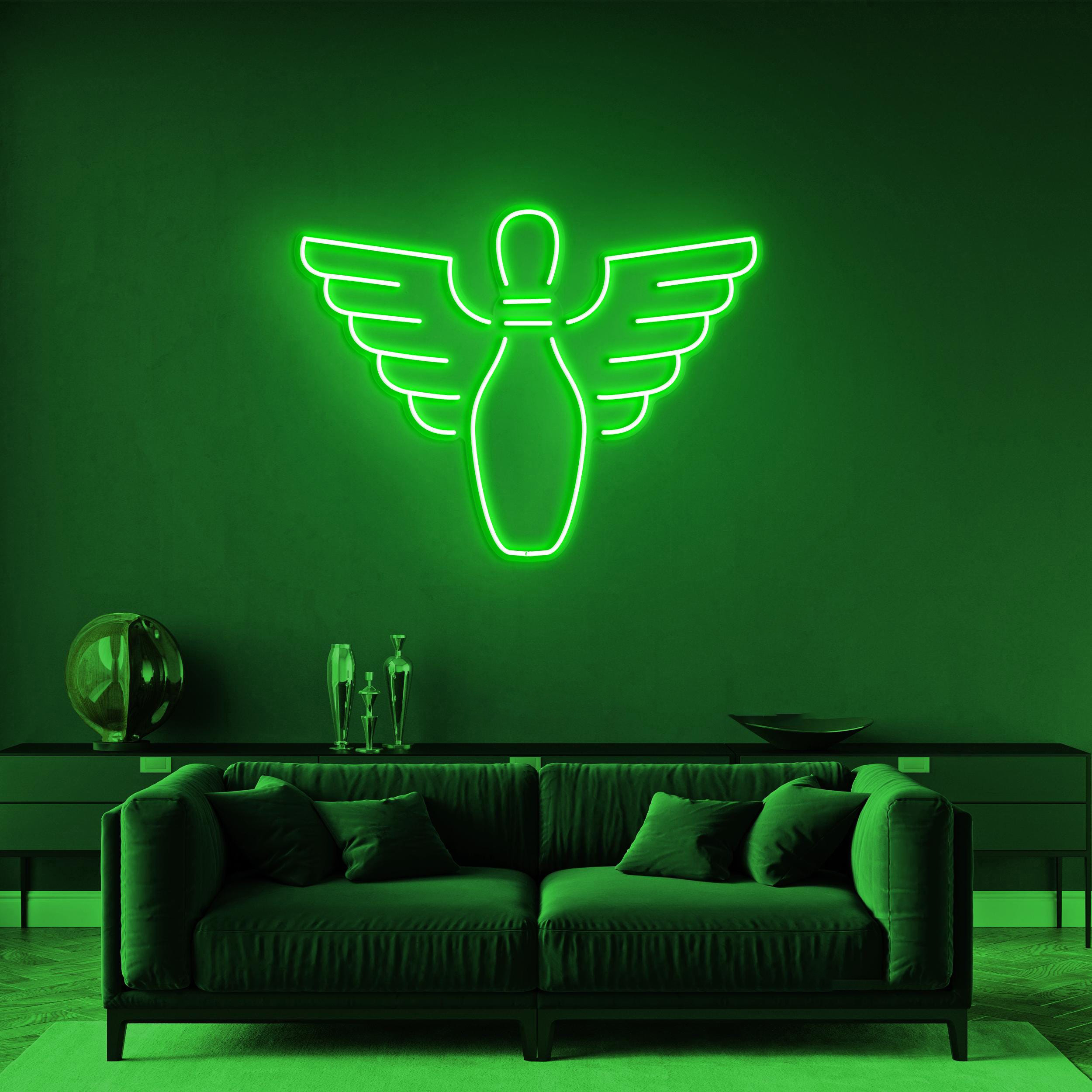 Bowling Pin With Wings Neon Light, LED Neon Sign, Game Room Decor, Bowling Alley Decor, Sports Fans Gift, Neon Wall Art, Custom Neon Sign