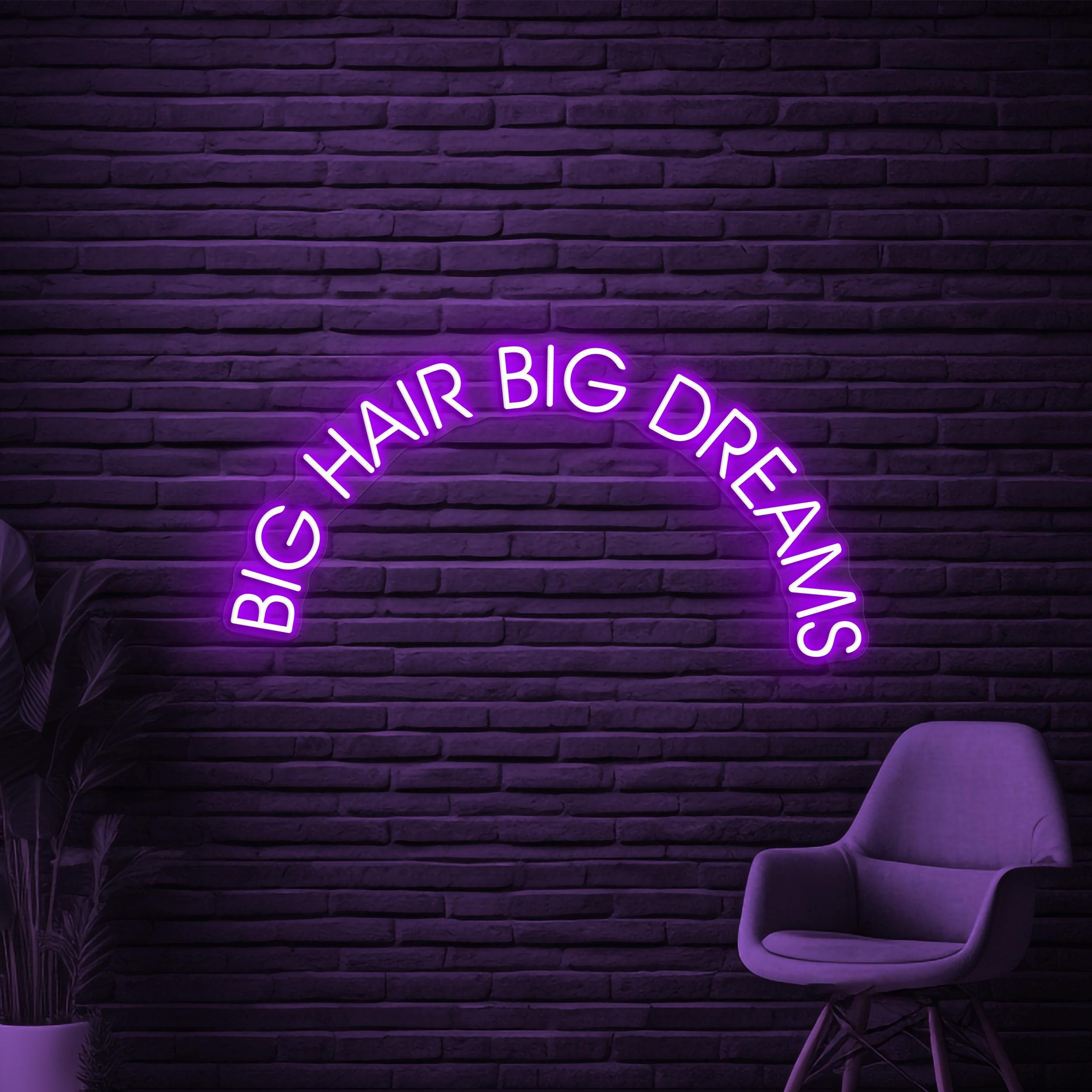 Big Hair Big Dreams Neon Sign, Big Hair Big Dreams LED Light, Beauty Salon Wall Decor, Hair Studio Wall Art, Hair Cut Shop Neon Wall Light