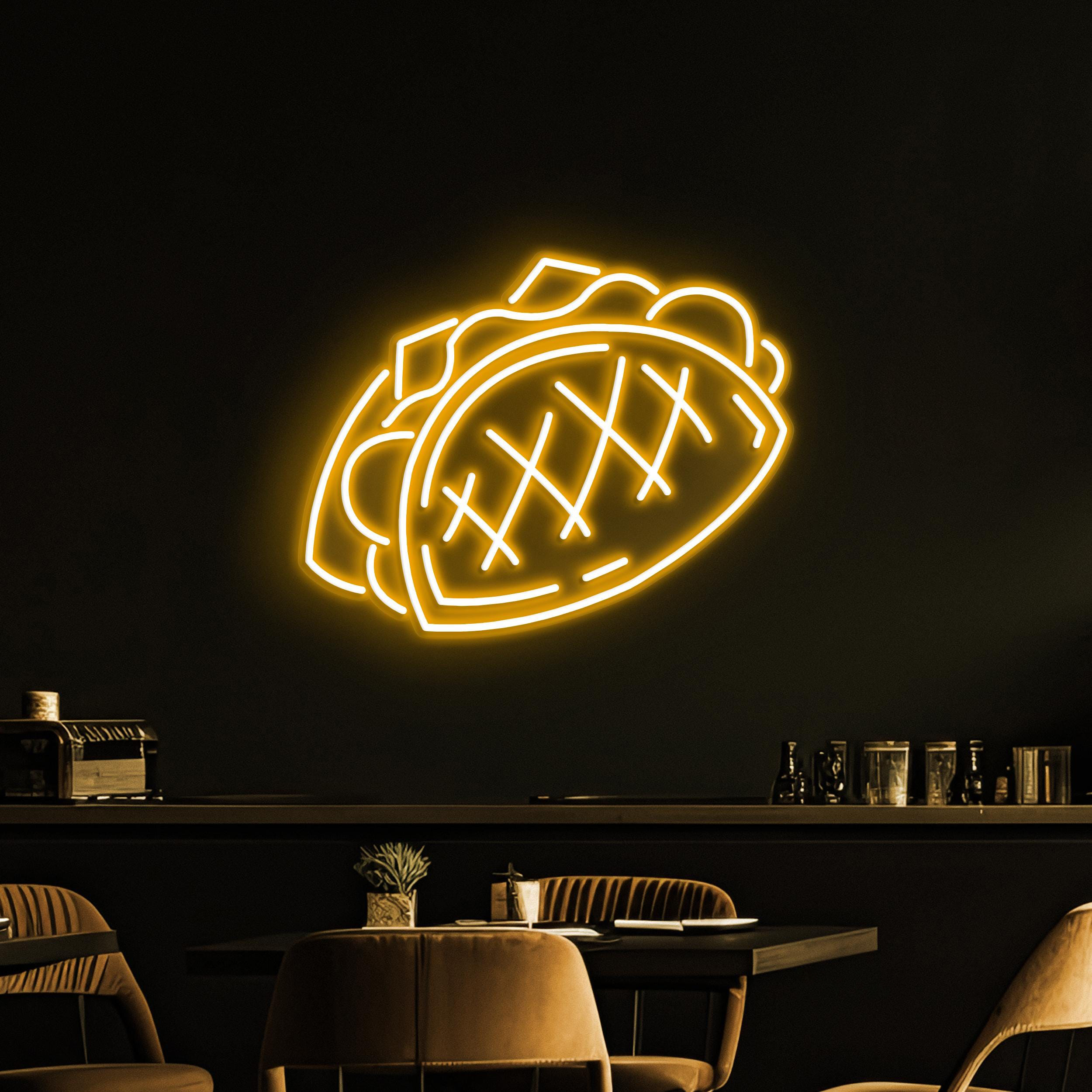 Taco Neon Sign, Taco Sandwich LED Light, Taco Sandwich Wall Art, Mexican Food Wall Decor, Kitchen Neon Light, Fast Food Neon Art, Taco Lover
