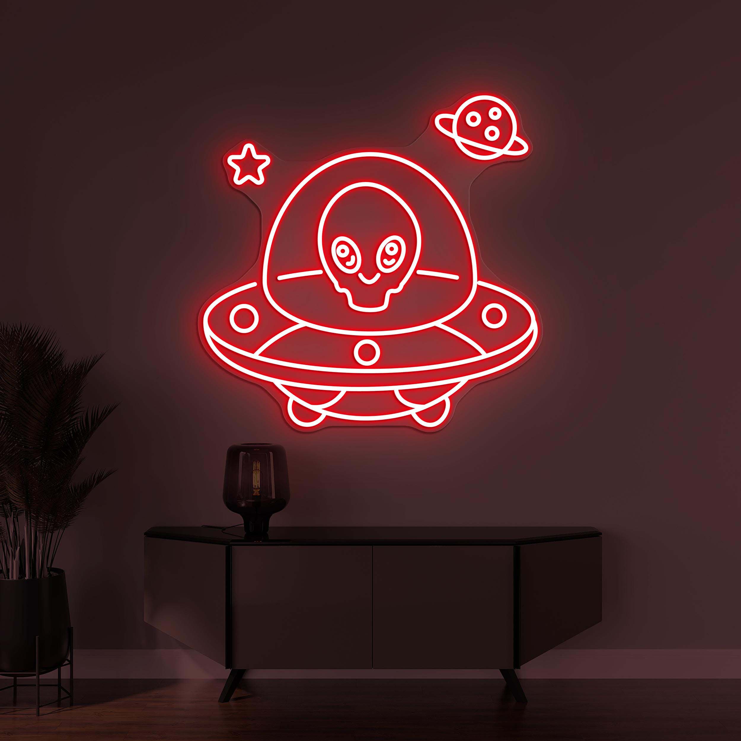 Alien Spaceship Neon Sign, Alien Spaceship LED Light, Spaceship Wall Decor, Alien Ship Decor, Home Wall Decor, Game Room Art, Alien Lover
