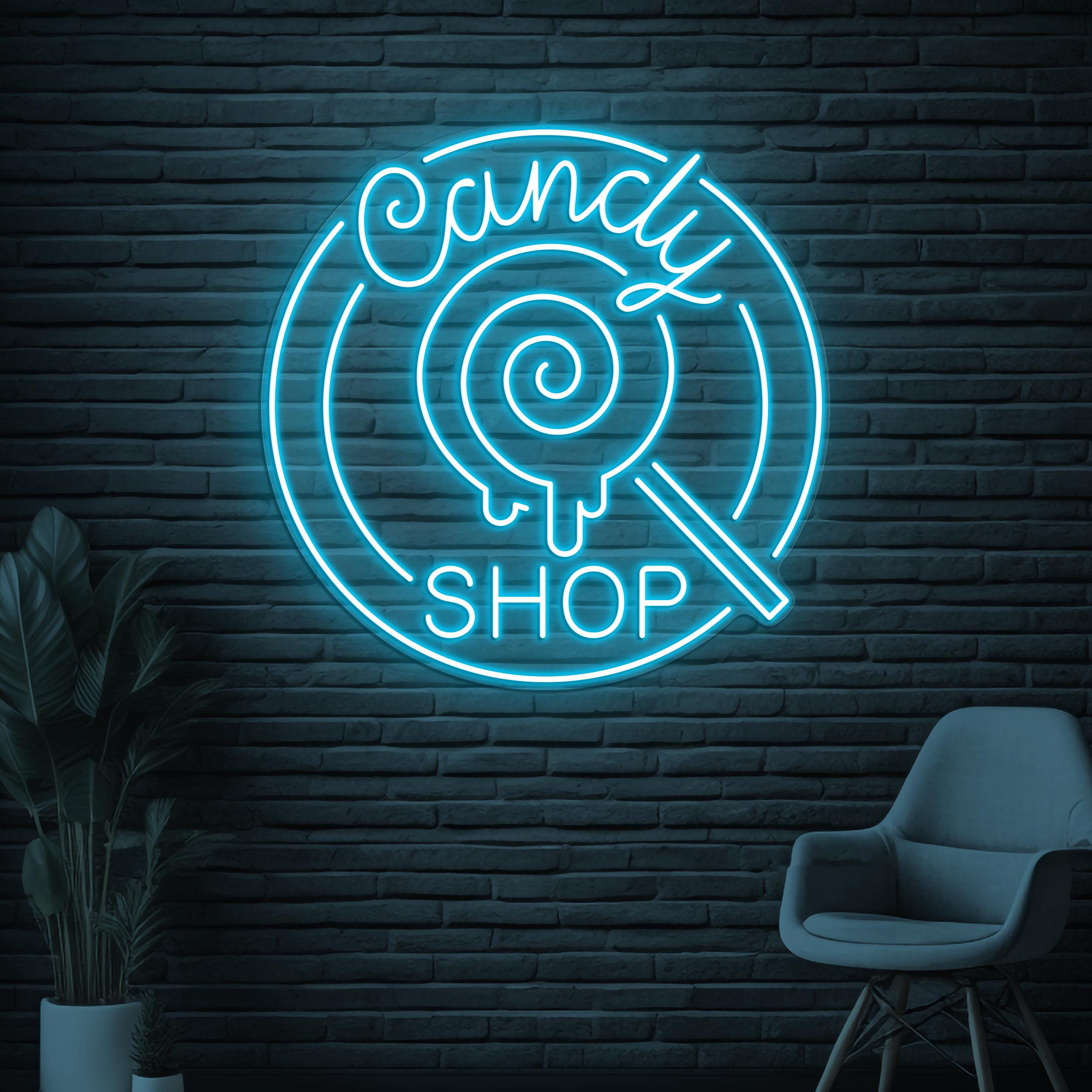 Candy Shop Neon Sign, Candy Shop LED Sign, Lollipop Candy Decor, Christmas Wall Decor, Candy Shop Logo Sign, Dessert Shop Art, Party Decor