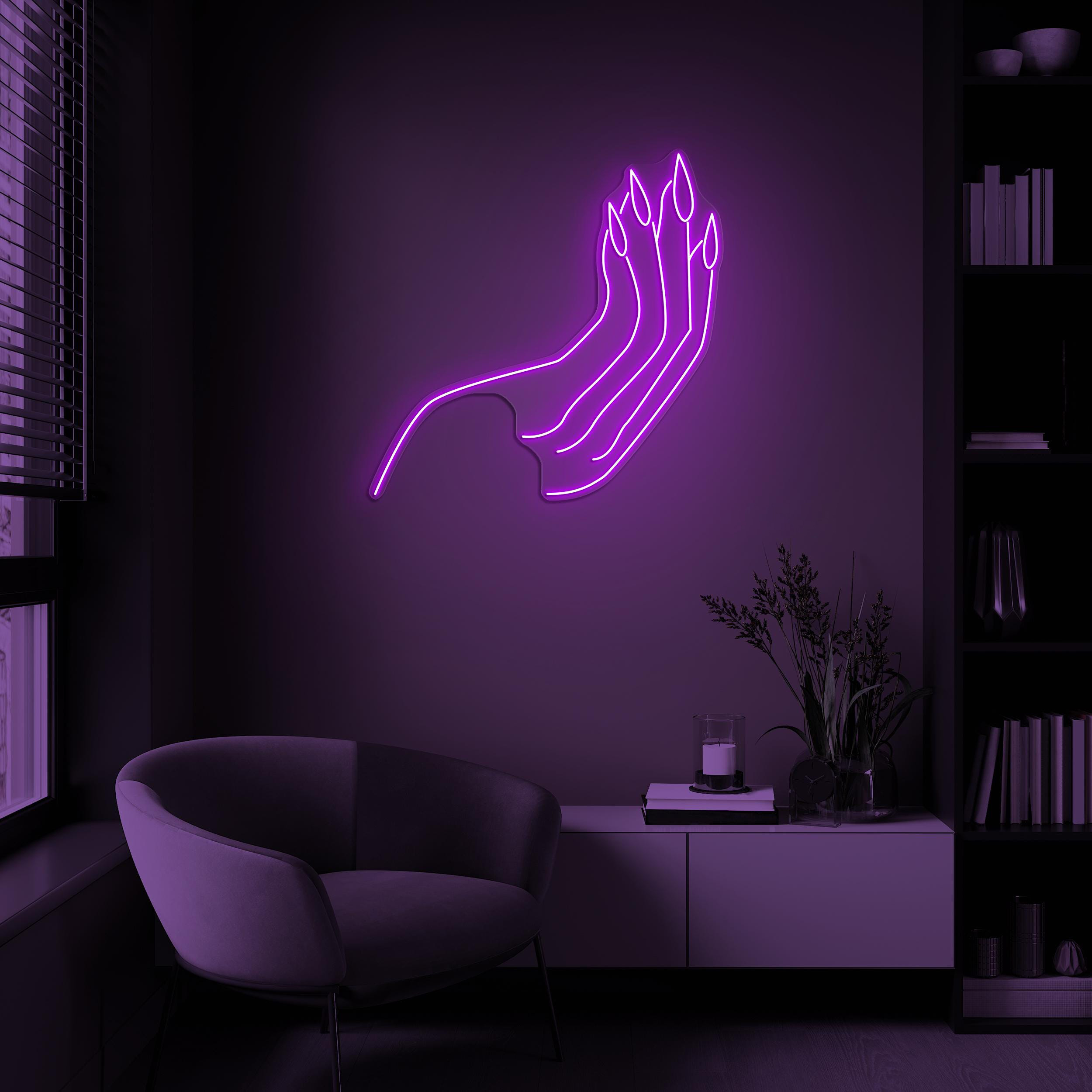 Hand Neon Sign, Hand LED Light, Hand With Nails Wall Decor, Home Wall Art, Custom Neon Sign, Beauty Saloon Decor, Beautiful Hand Wall Decor