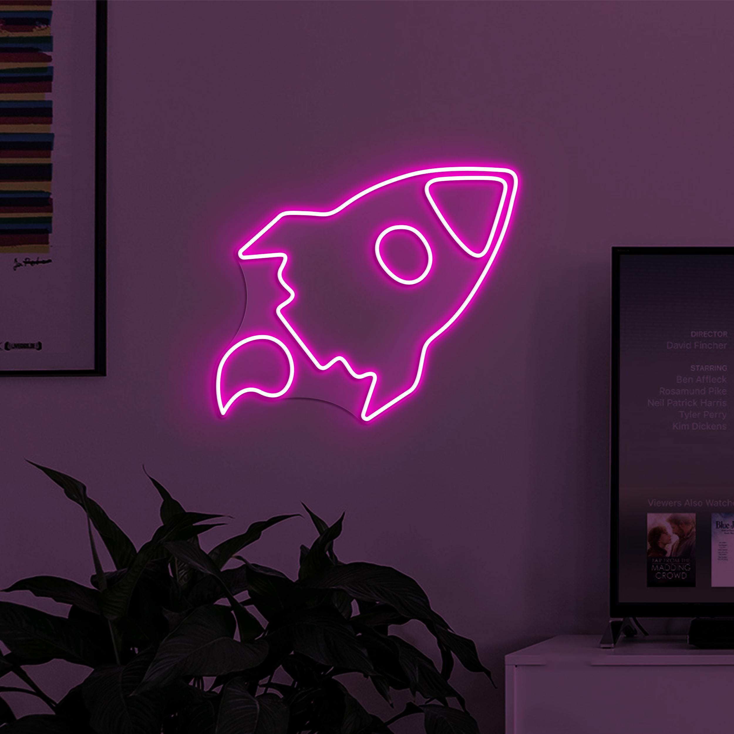 Rocket Neon Sign, Rocket LED Light, Space Exploration Wall Decor, Space Ship Wall Art, Kids Room Neon Light, Game Room Wall Art, Home Decor