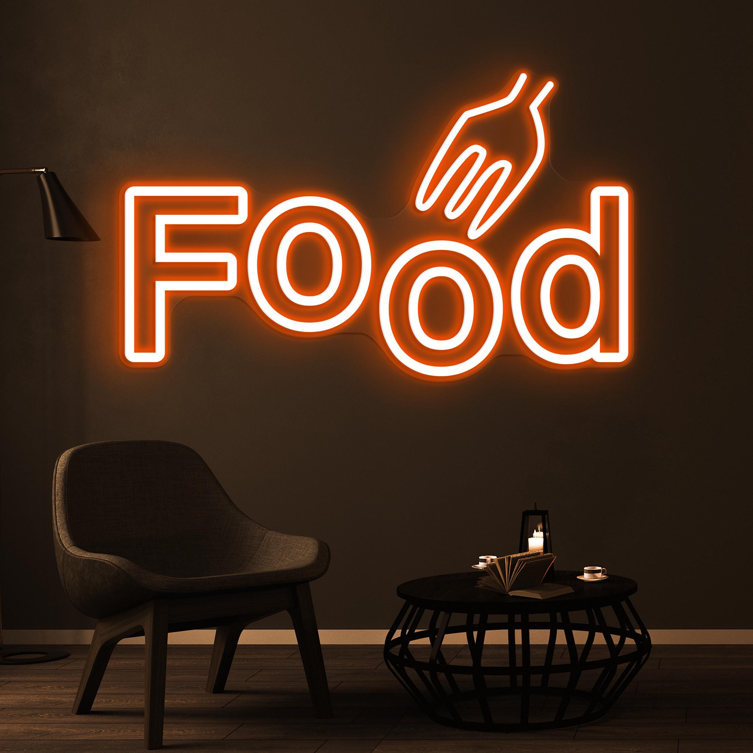 Food Neon Sign, Food LED Light, Fork Food Wall Decor, Restaurant Wall Art, Eat Food Neon Sign, Cafe and Bar Neon Light, Kitchen Neon Decor