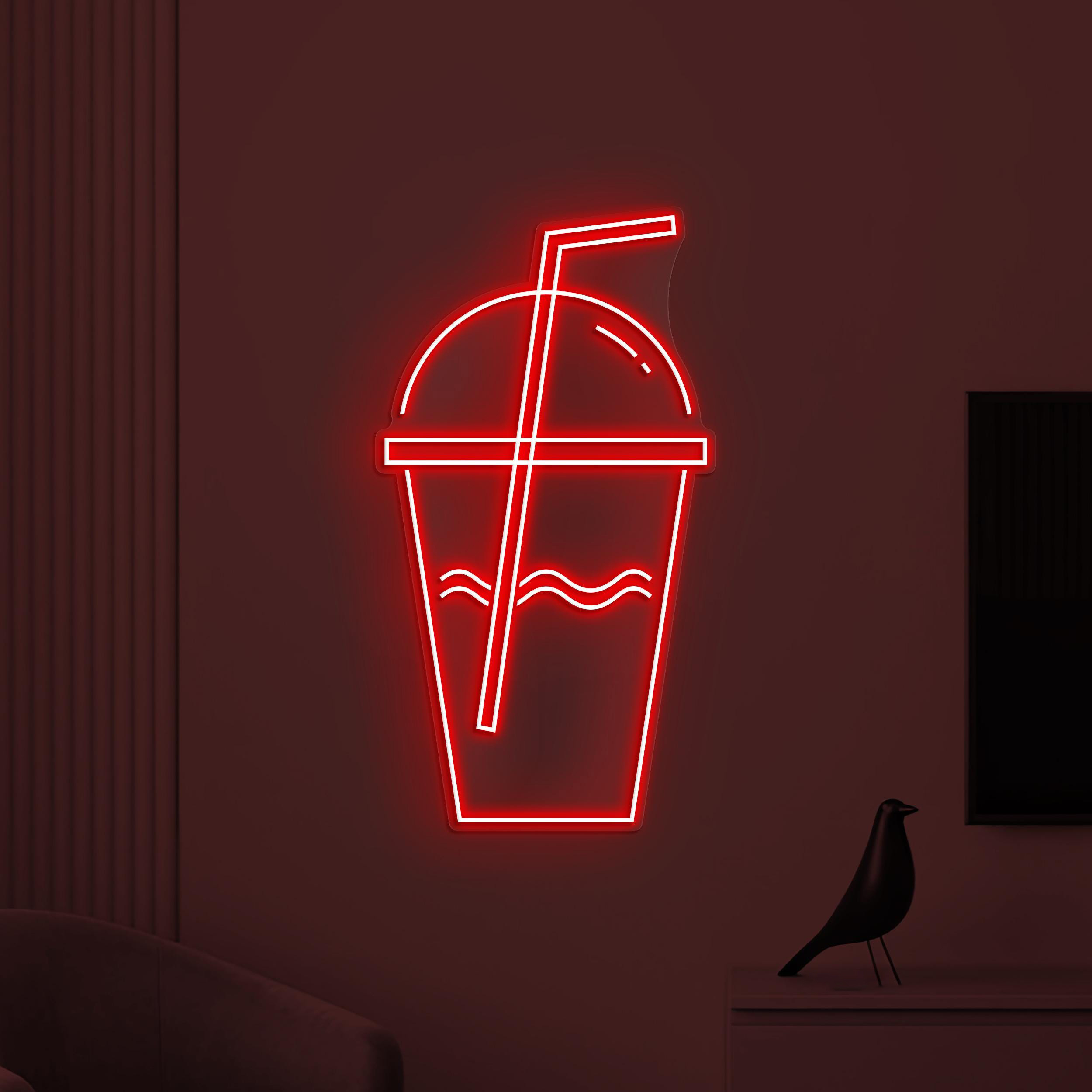 Drink Cup Neon Sign, Drink Coffee LED Light, Coffee Wall Decor, Coffee Time Wall Art, Bar, Cafe & Drink Corner Light, Kitchen Neon Wall Art