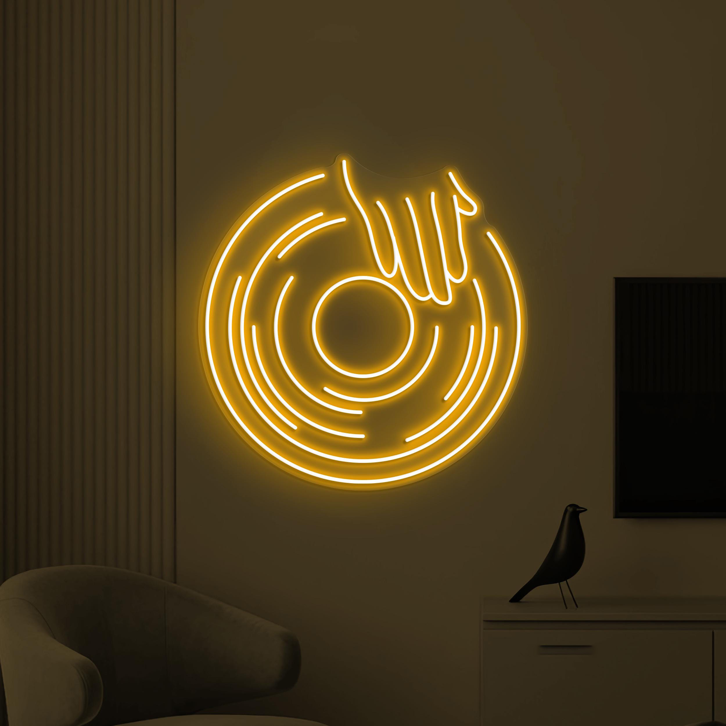 Vinyl Neon Sign, Vinyl Record LED Light, Vinyl Spin Wall Decor, Vinyl With Hand Wall Art, DJ Wall Light, DJ Room Neon Decor, Music Room Sign