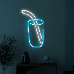 Juice Neon Sign, Drink LED Light, Drink Cup Wall Art, Cup with Straw Wall Decor, Cafe & Bar Neon Light, Juice Shop Decor, Drink Corner Sign