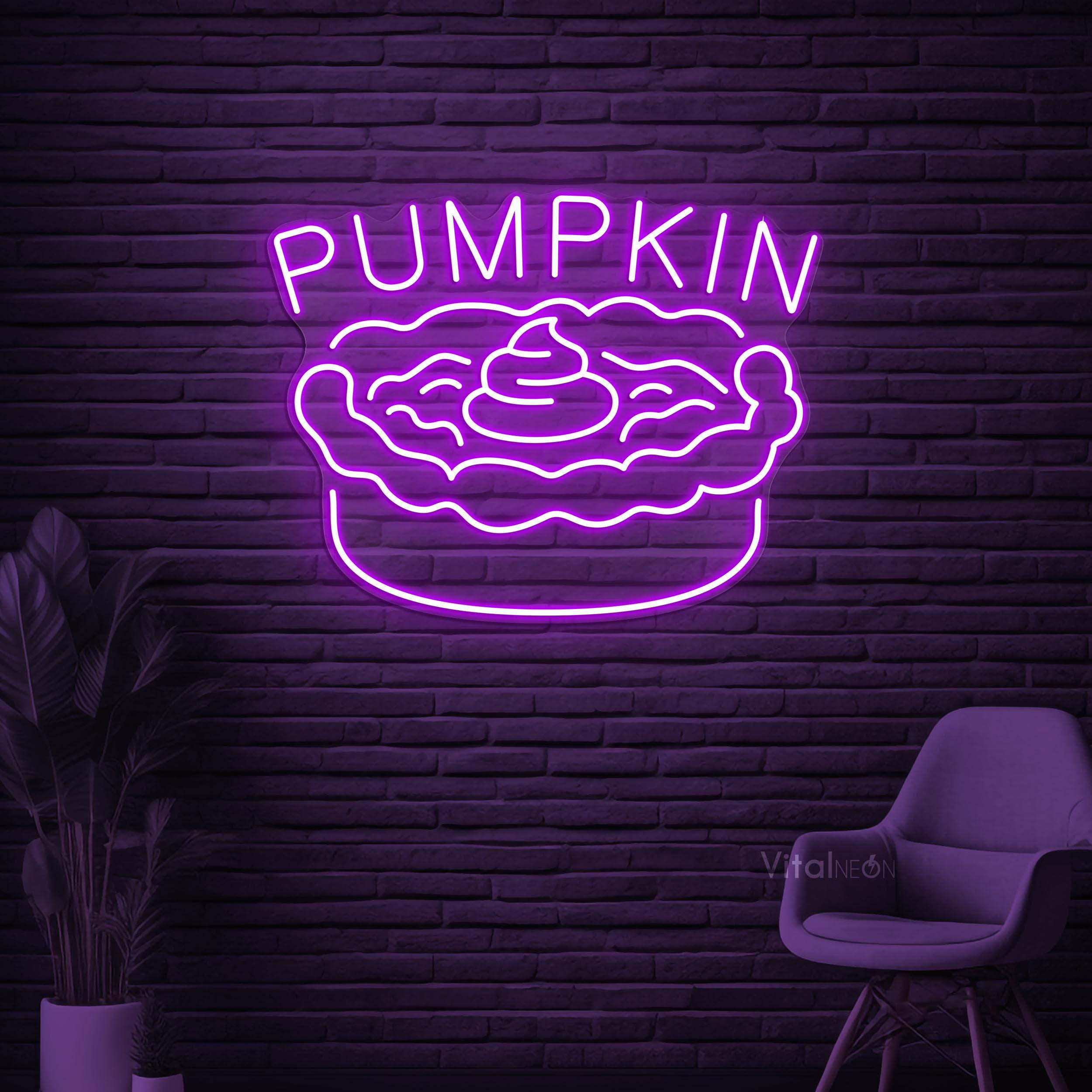 Pumpkin Pie Neon Sign, Pumpkin Pie LED Light, Pie Wall Decor, Sweet Dish Neon Art, Custom Neon Sign,, Dessert Shop Art, Gift for Pie lover