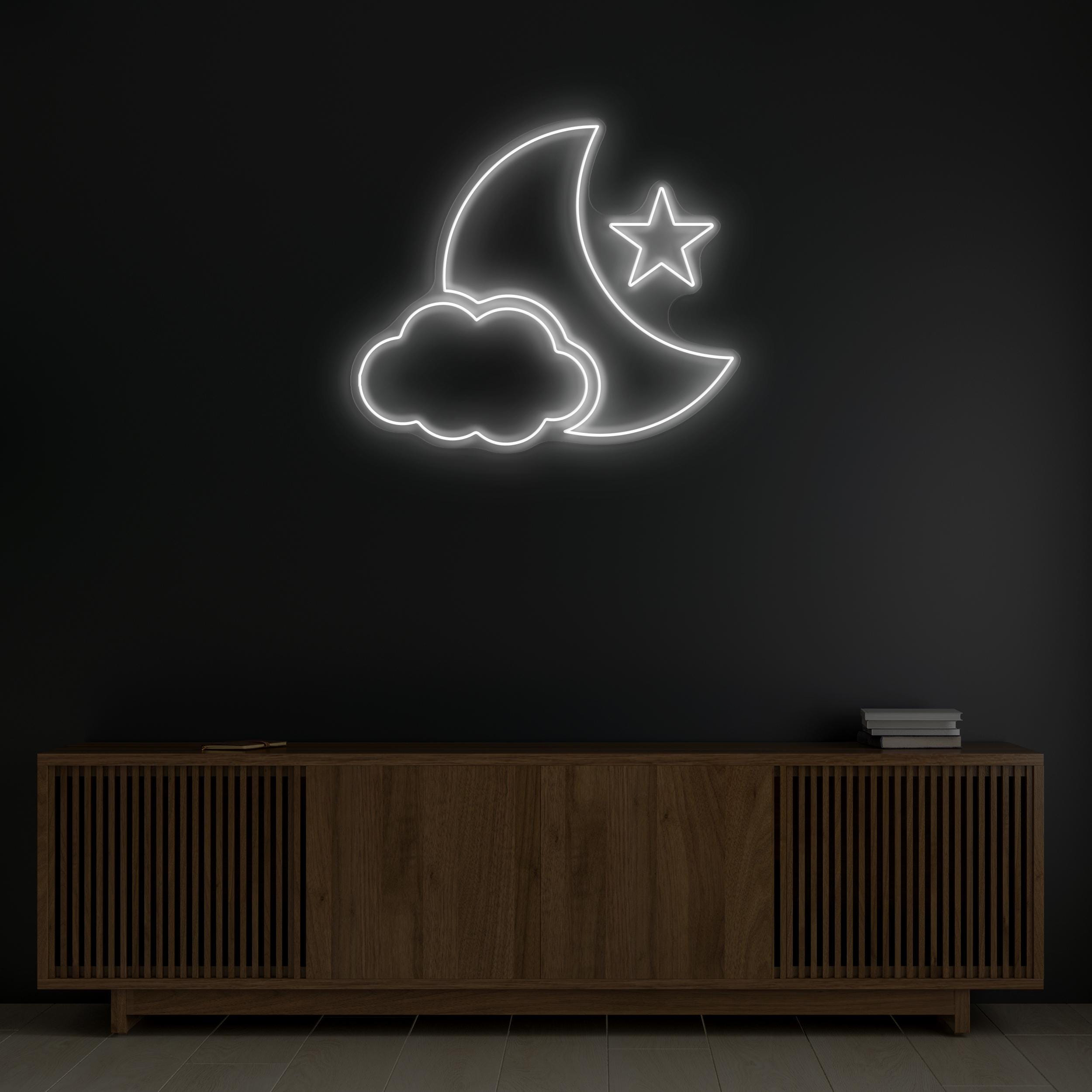 Moon and Cloud Neon Sign, Moon, Cloud and Stars LED Light, Kids Room Wall Art, Night Sky Wall Decor, Moonlight Neon Sign, Sweet Dreams Decor