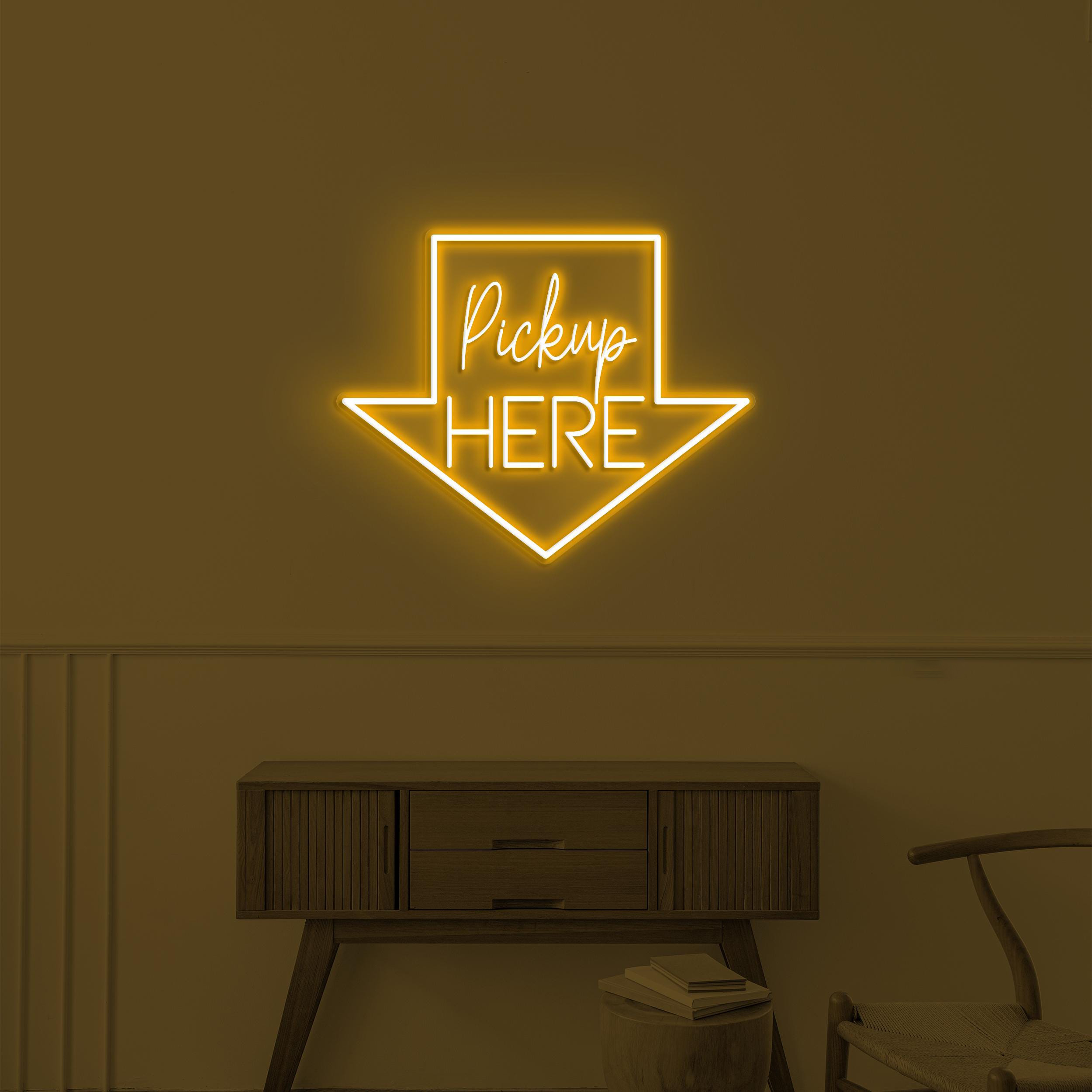 Pickup Here Neon Sign, Pickup Here LED Light, Arrow LED Sign, Pickup Here Art, Store, Food Shop, Cafe Decor, Restaurant Sign, Business Logo