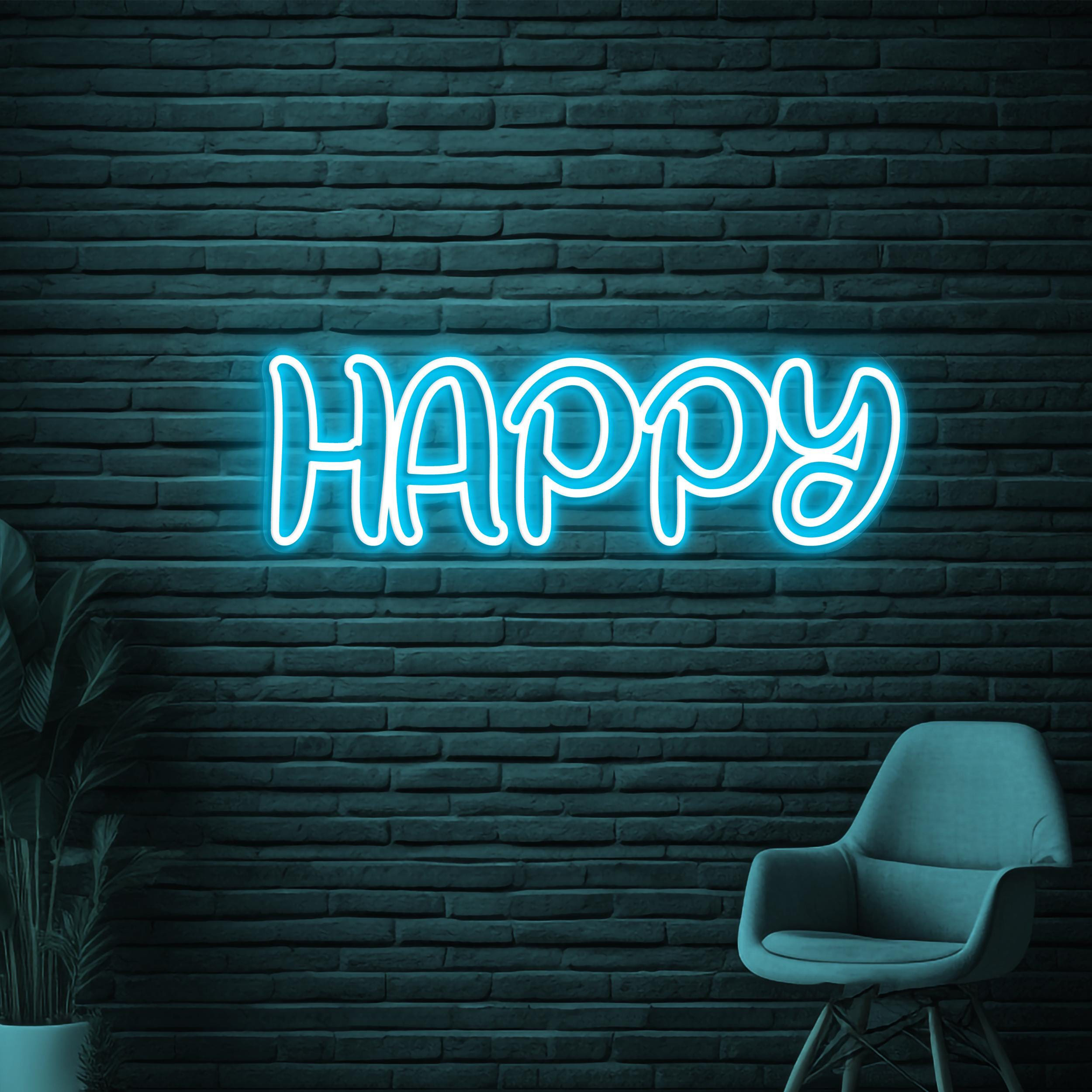 Happy Neon Sign, Happy LED Light, Home Wall Decor, Positive Vibes Neon Light, Party Barr Club Wall Art, Happy Mood Neon Sign, Cafe Decor