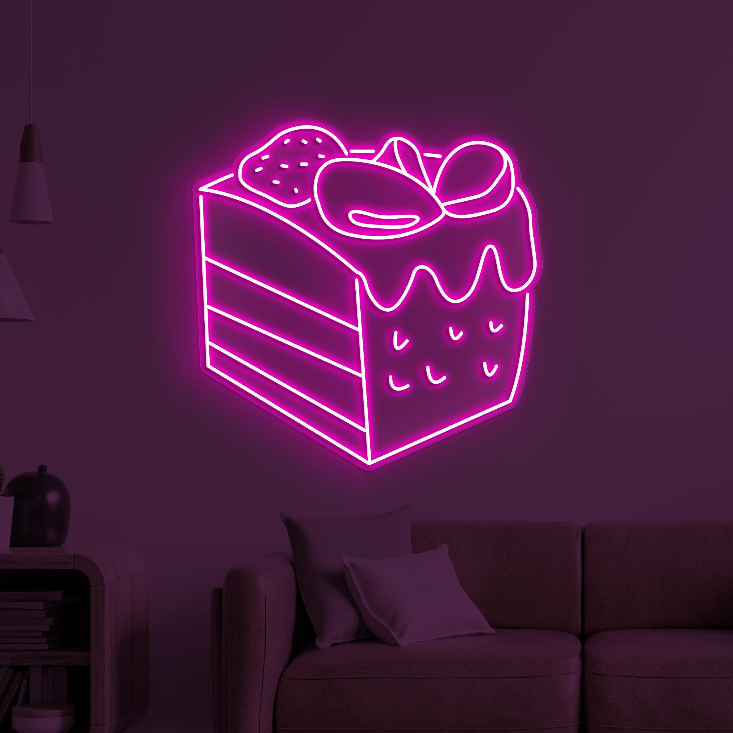 Cake Slice Neon Sign, Cake Slice LED Light, Dessert Wall Decor, Birthday Cake Art, Sweet Treat Sign, Cake Shop Neon Light, Bar & Cafe Decor