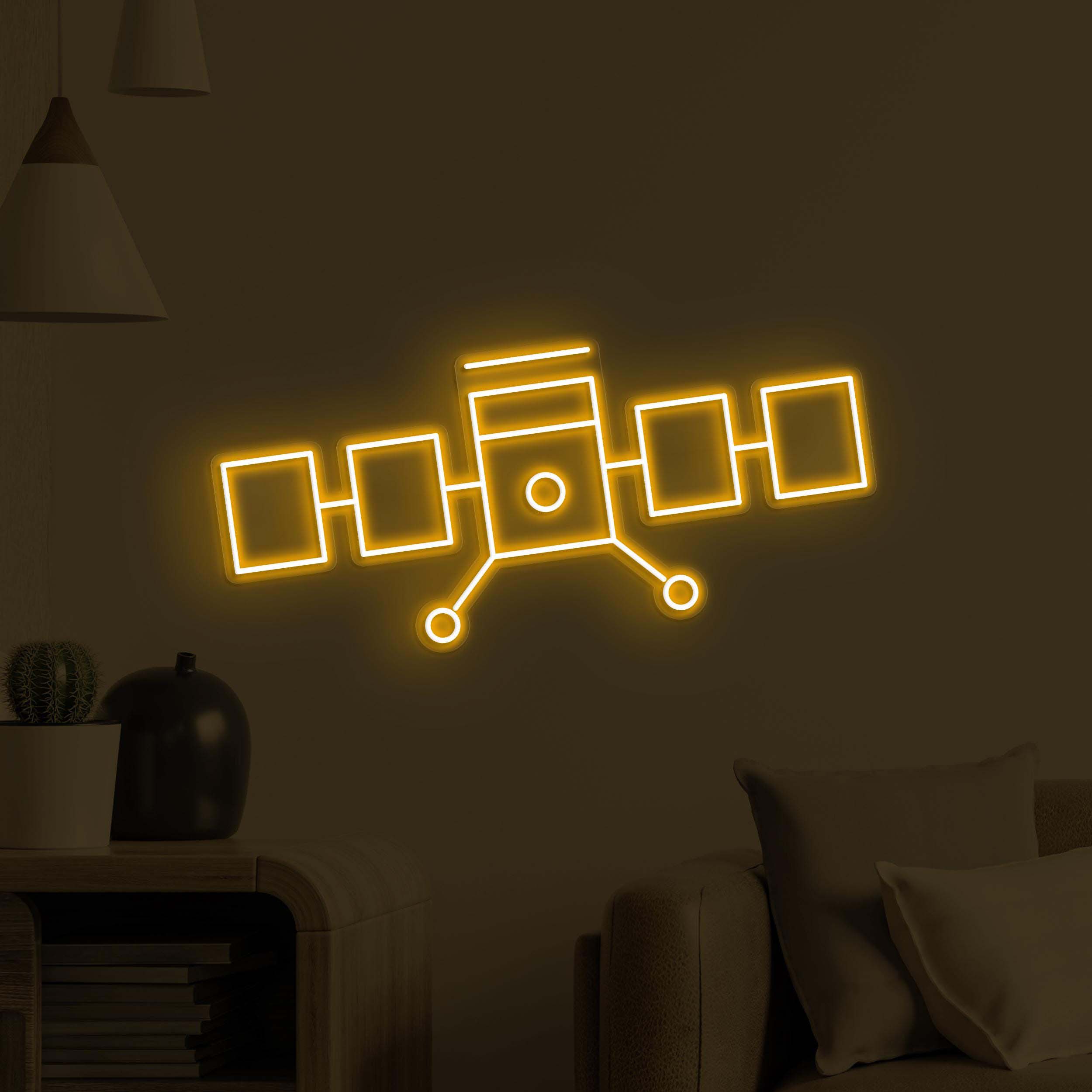 Satellite Neon Sign, Satellite LED Light, Space Satellite Wall Decor, Home Wall Art, Planet Neon Decor, Cafe and Bar Neon Light, Custom Sign