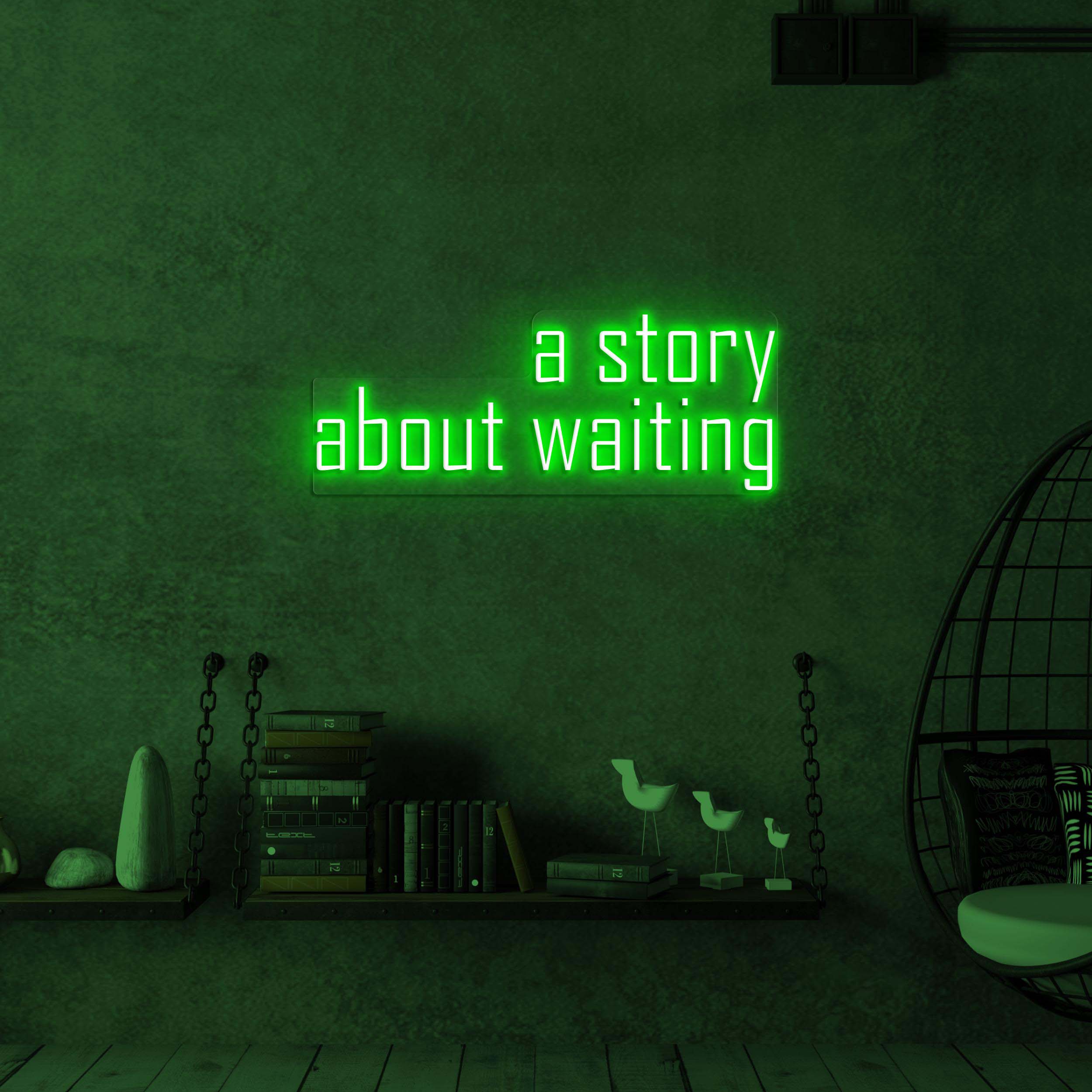 A Story About Waiting Neon Sign, A Story About Waiting LED Light, Lounges Wall Decor, Cafes Walll Art, Custom Neon Sign, Relaxed Spaces Sign