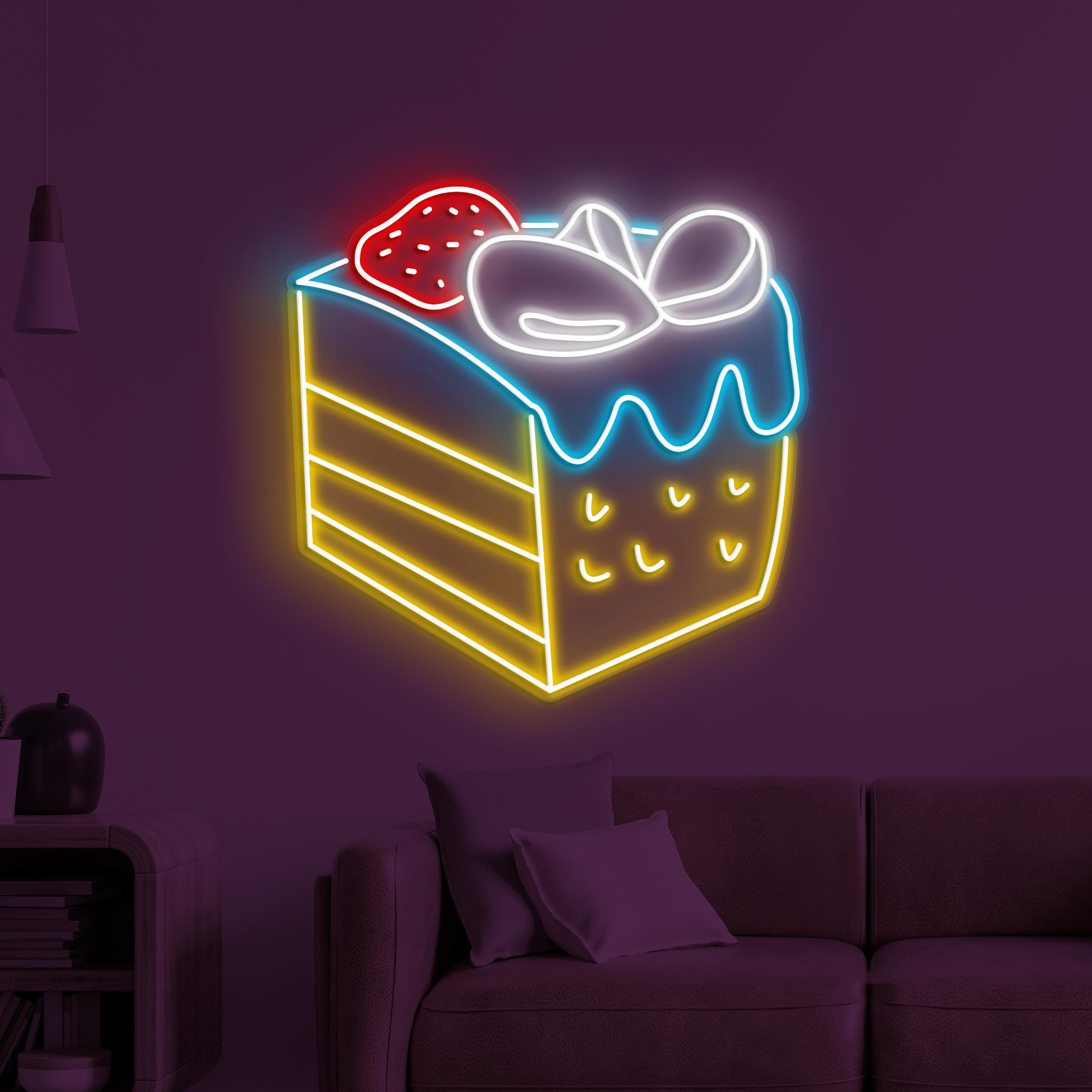 Cake Slice Neon Sign, Cake Slice LED Light, Dessert Wall Decor, Birthday Cake Art, Sweet Treat Sign, Cake Shop Neon Light, Bar & Cafe Decor