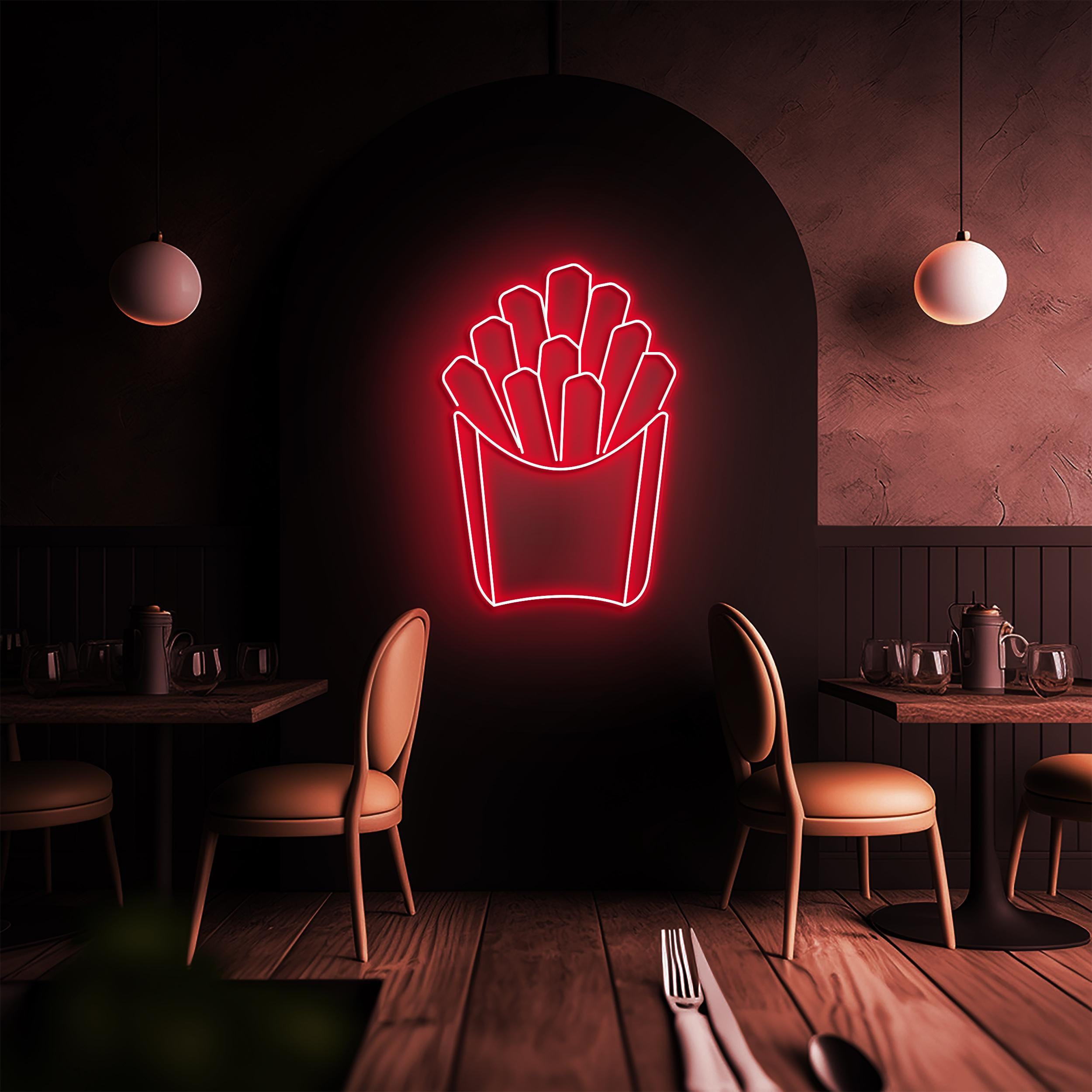 Fries Neon Sign, Fries LED Light, French Fries LED Neon Art, Kitchen Wall Decor, Fast Food Restaurant Wall Art, Fries Shop Decor, Fries love