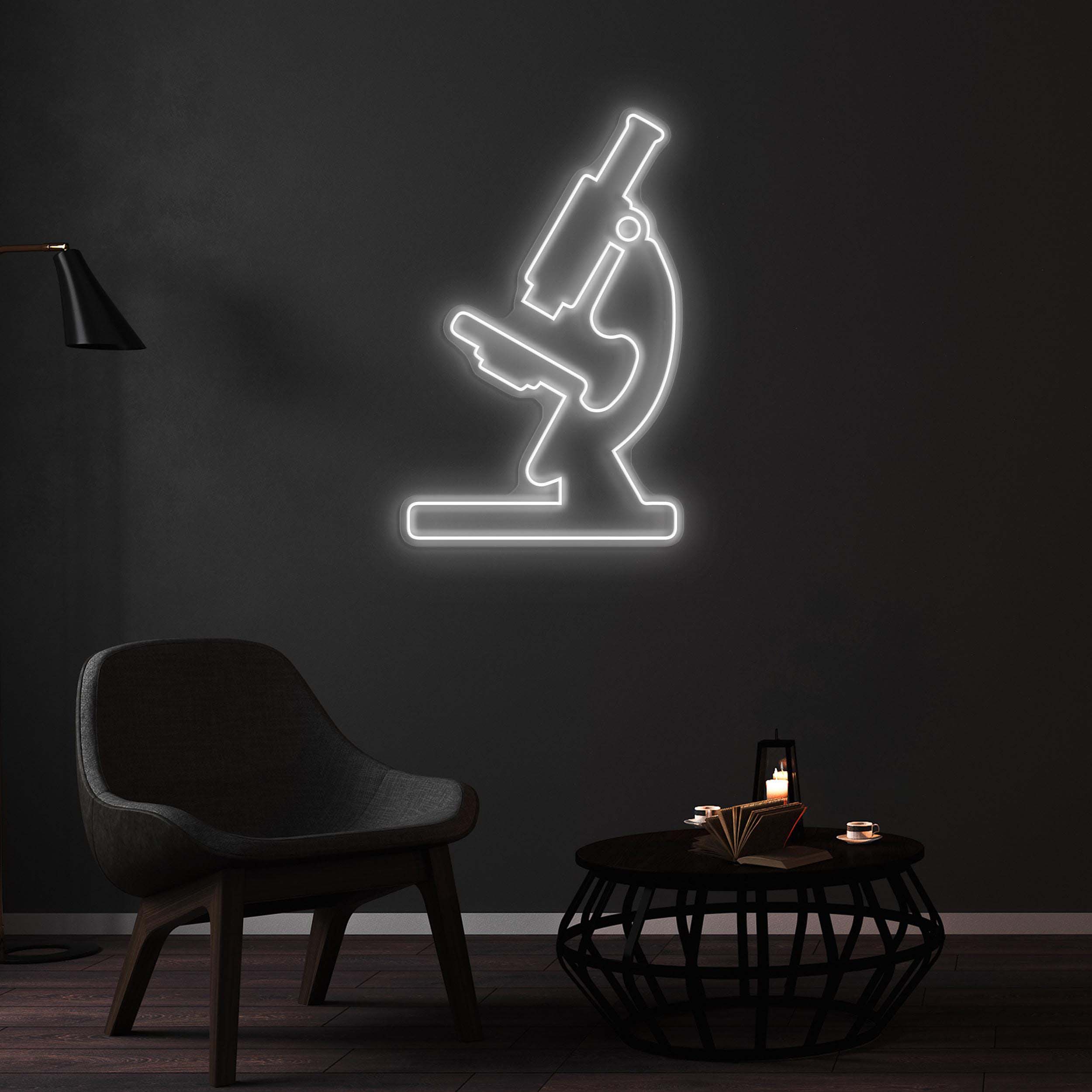 Microscope Neon Sign, Microscope LED Light, Scientist Wall Decor, Personalized Biologist Sign, Science Symbol Wall Art, University Neon Sign