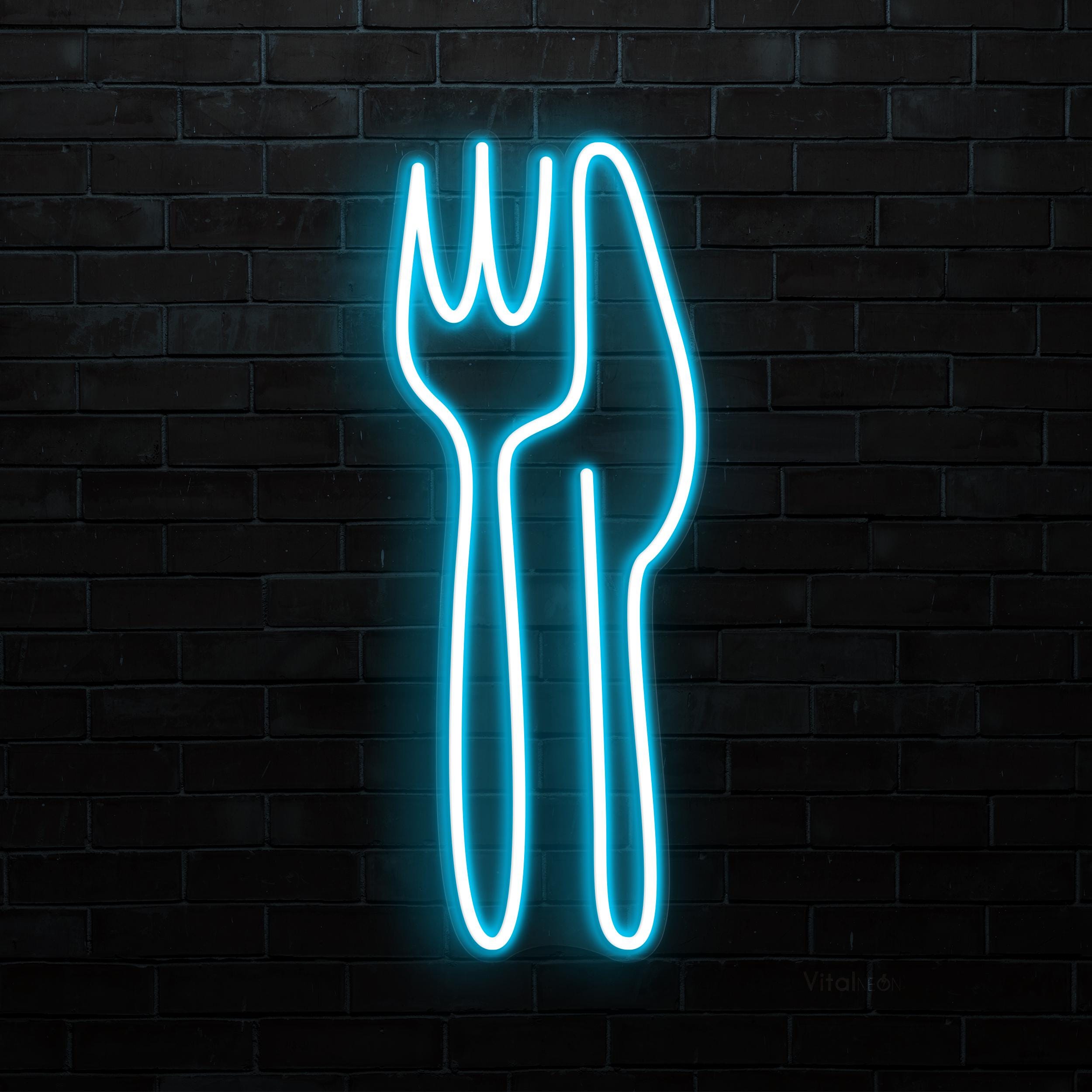 Fork & Knife Neon Sign, Fork and Knife LED Light, Restaurant Wall Art, Kitchen Wall Decor, Home Wall Light, Cafe, Bar Neon Light, Neon Art